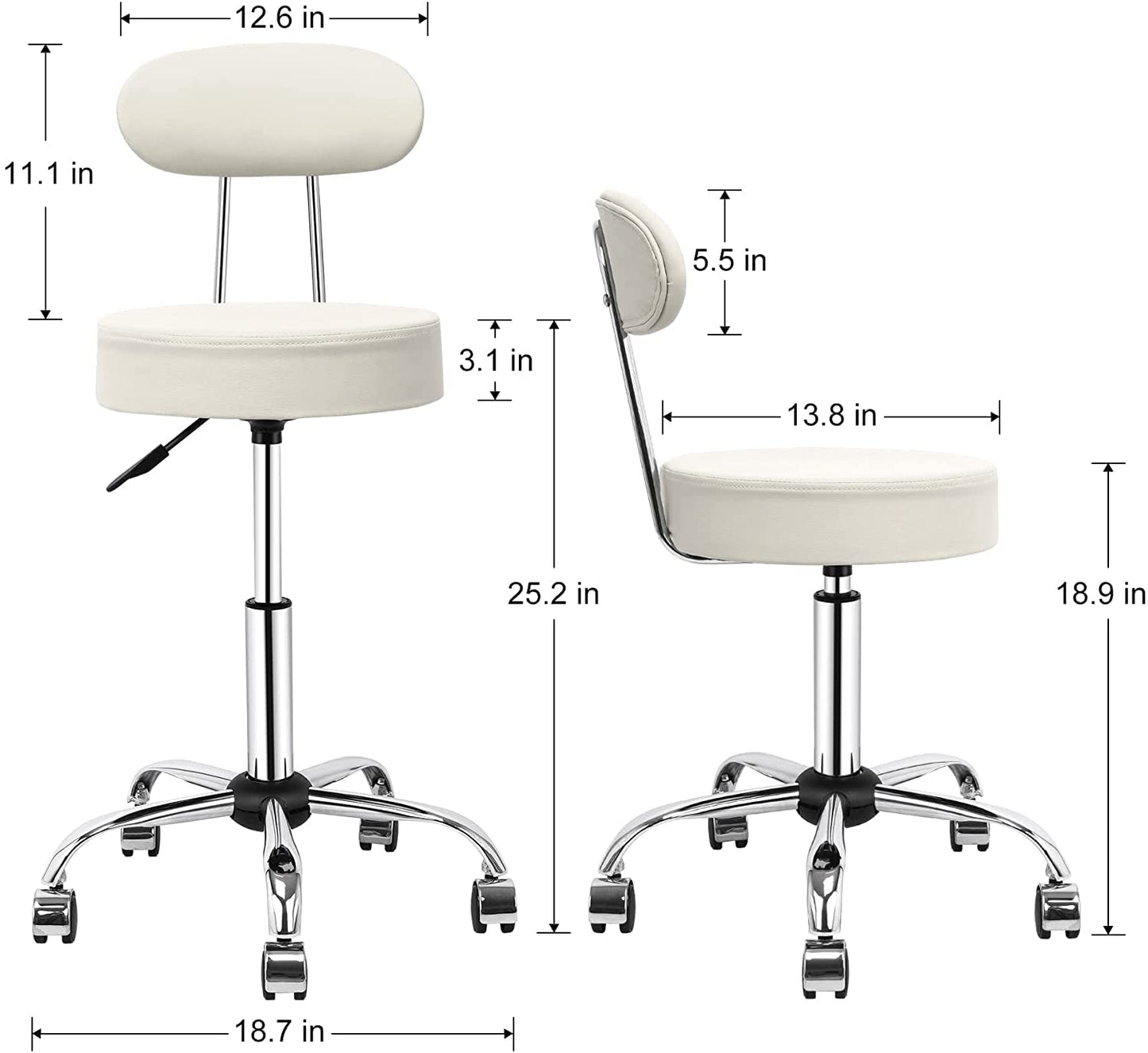 HomeMiYN Office Bar Chairs Stool Adjustable Counter Chair with Back White