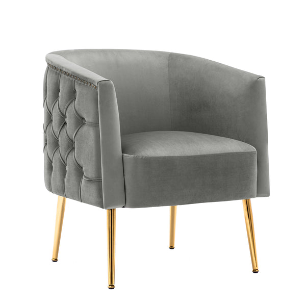 HomeMiYN Lounge Chair Velvet Recliner Modern Armchair Accent Barrel Chair 4 Color