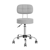 Swivel Round Rolling Stool with Backrest Tattoo Computer Lounge Dinning Pub Gray