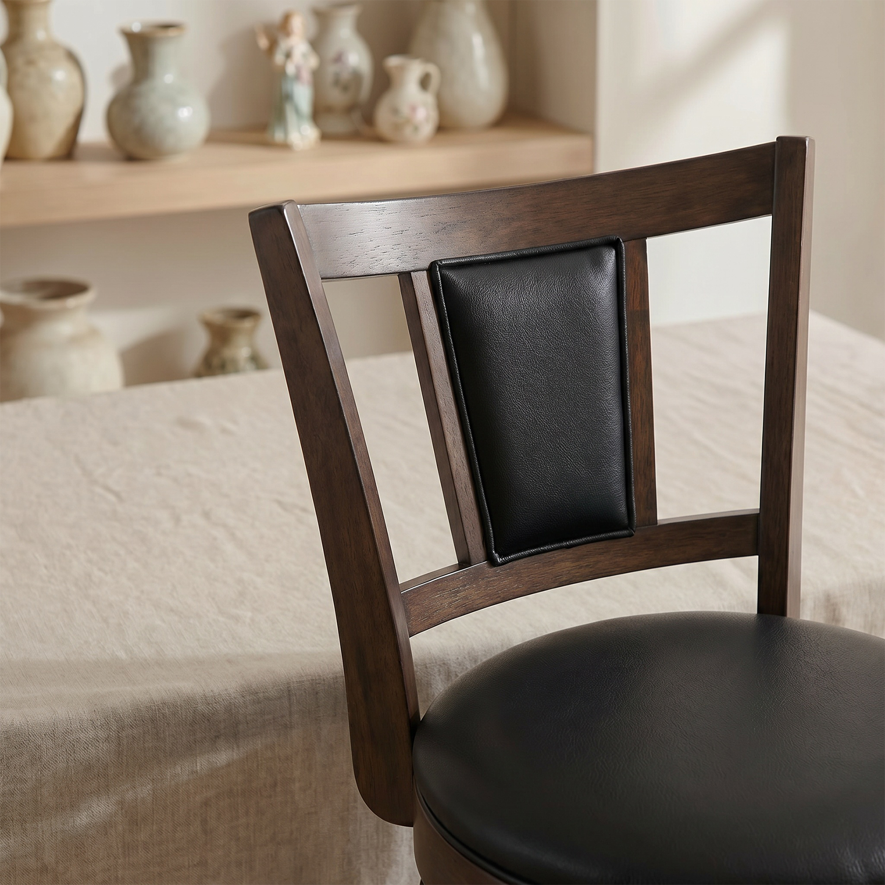 Austen 2 Set of Swivel Bar Stool with Square Padded Back & Seat – Mid-Century Modern Counter Height Chair