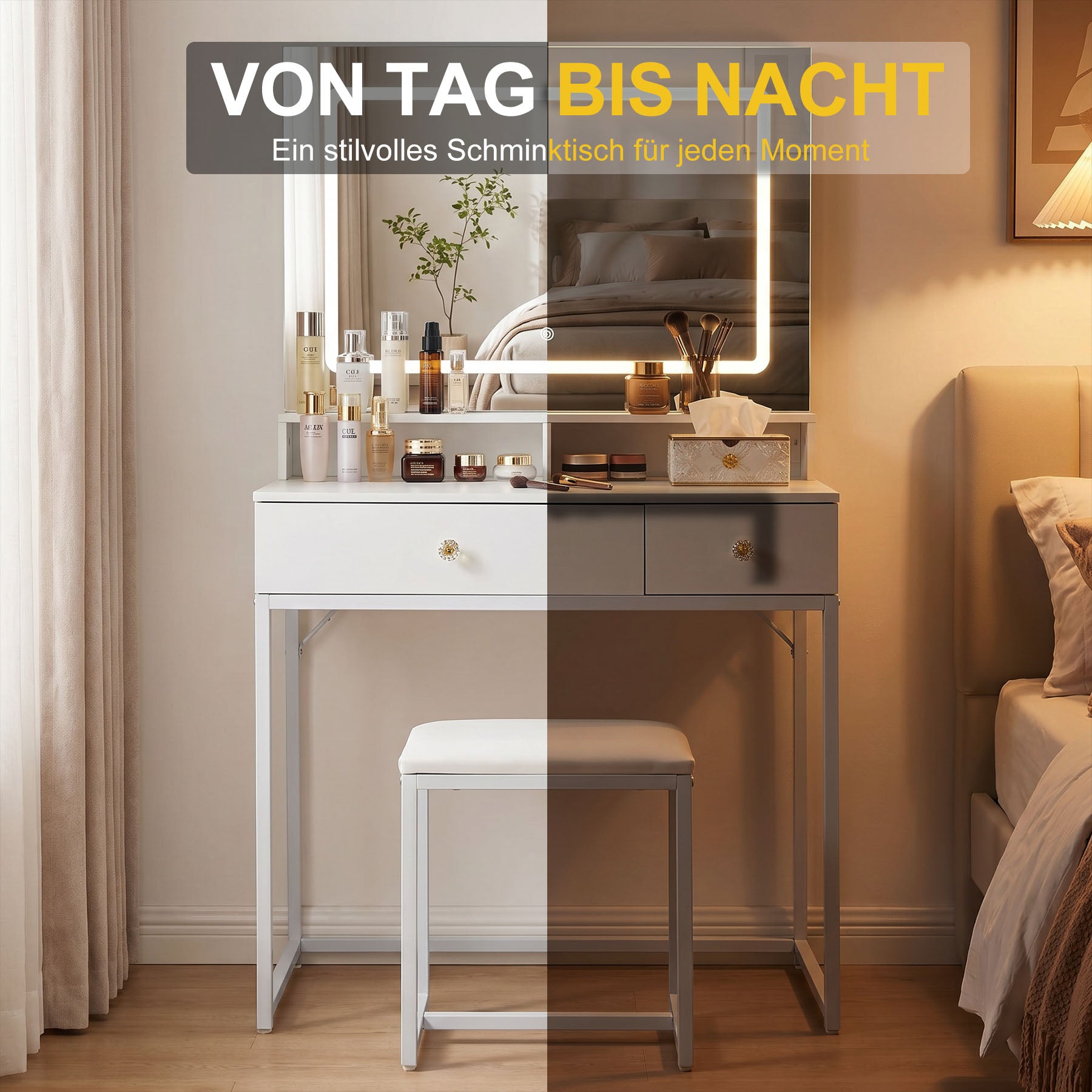 Vanity Table with Smart Mirror Without Cabinet