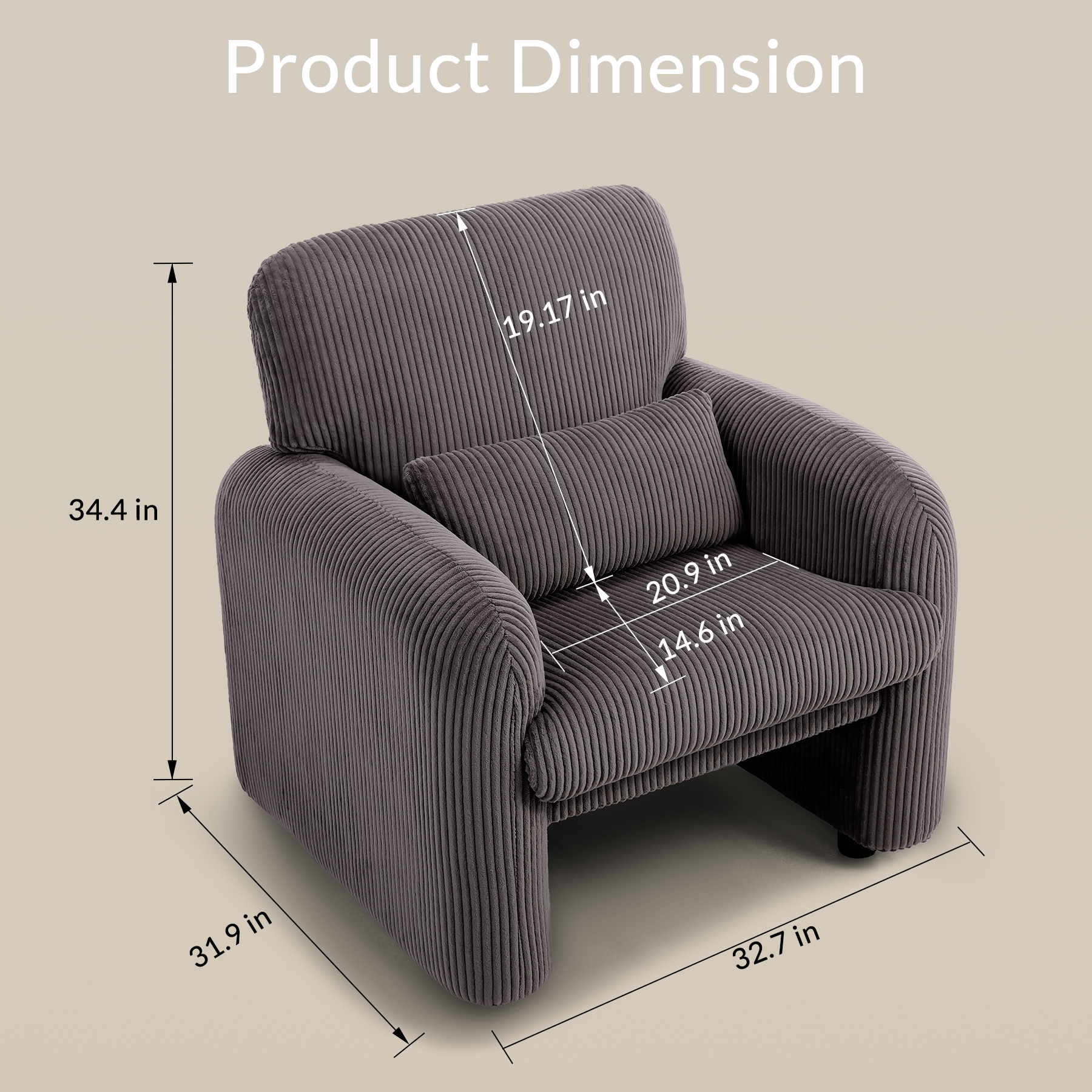 HomeMiYN Accent Chair in grey color #color_Grey