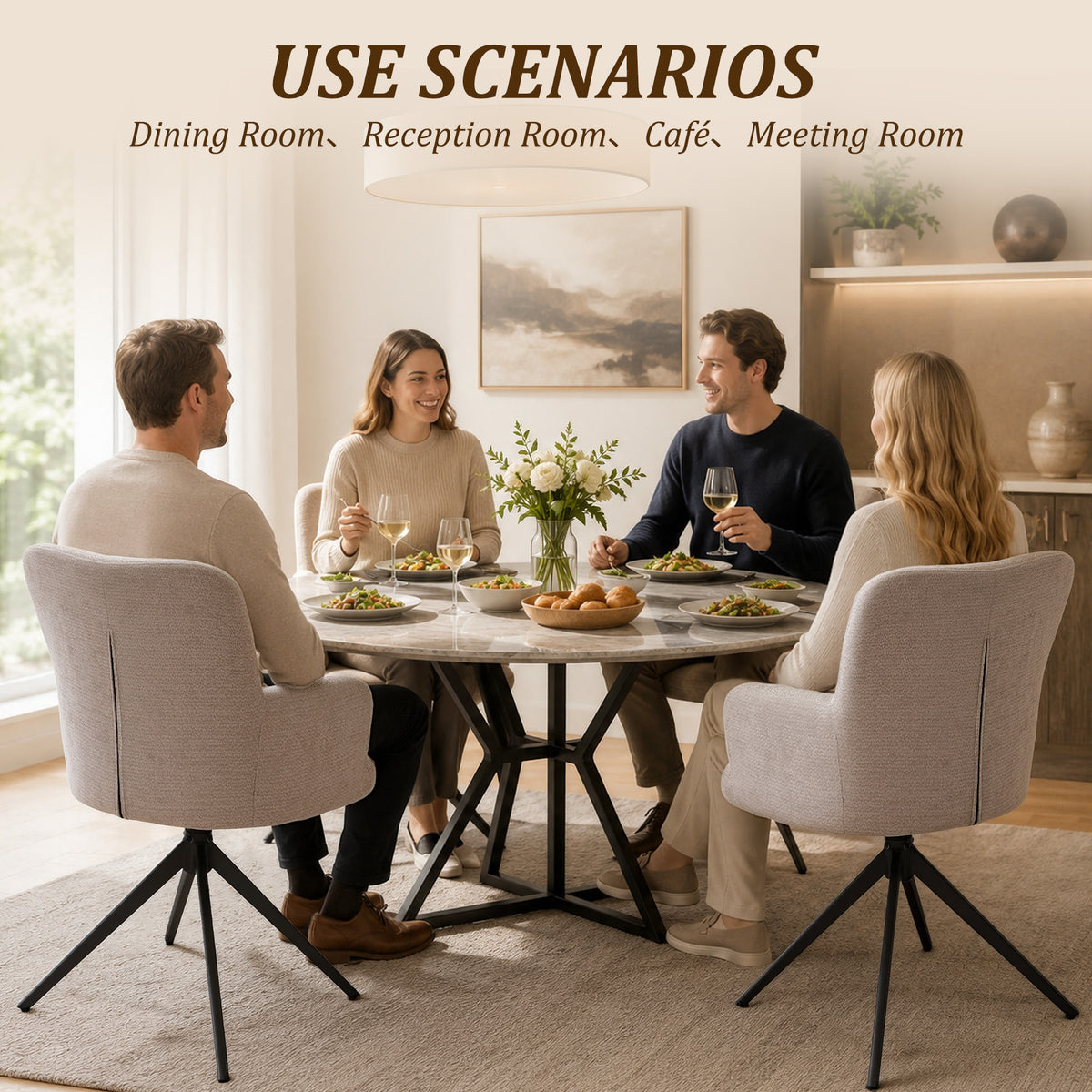 HomeMiYN Set of 2 360° Rotatable Dining Chairs with Armrests