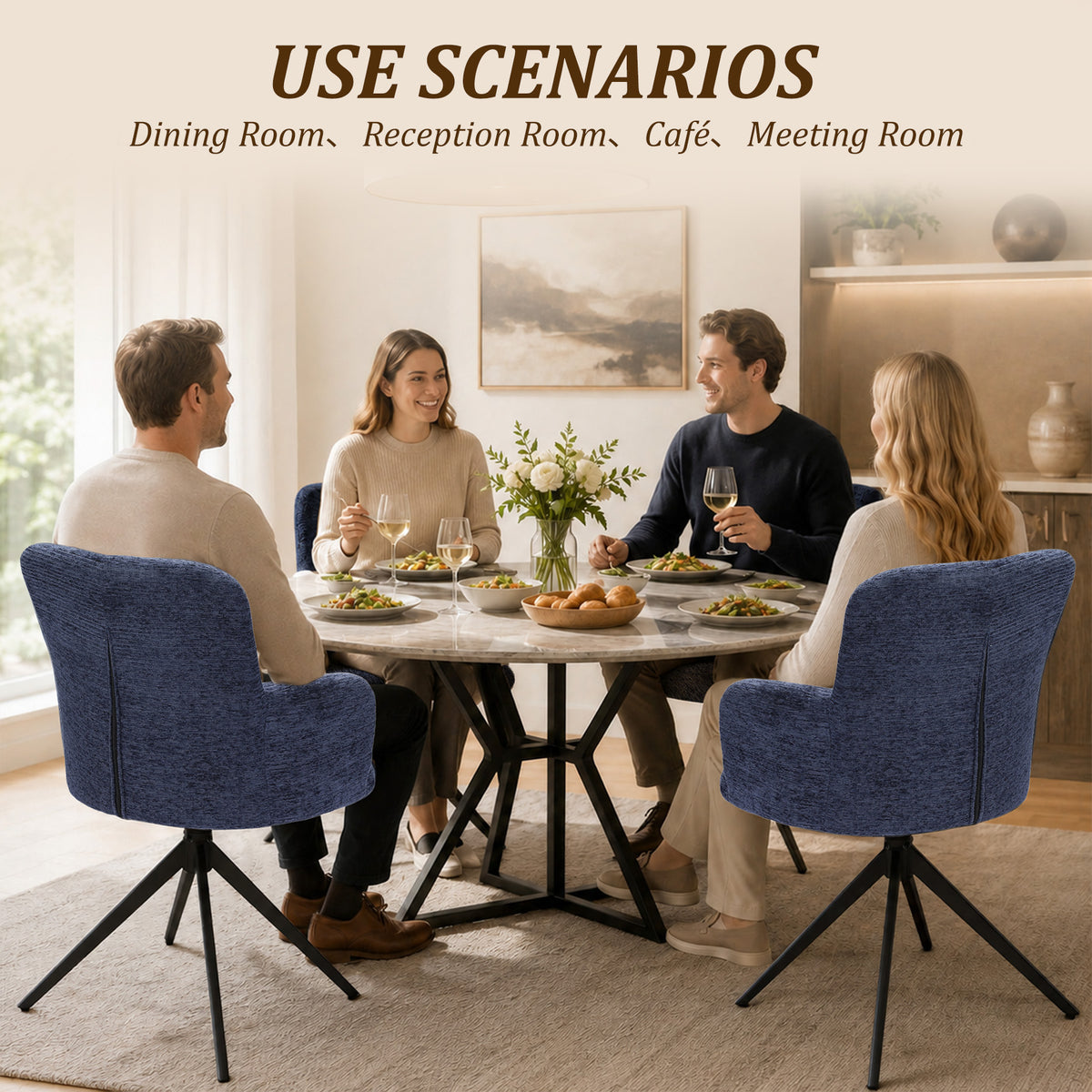 HomeMiYN Set of 2 360° Rotatable Dining Chairs with Armrests