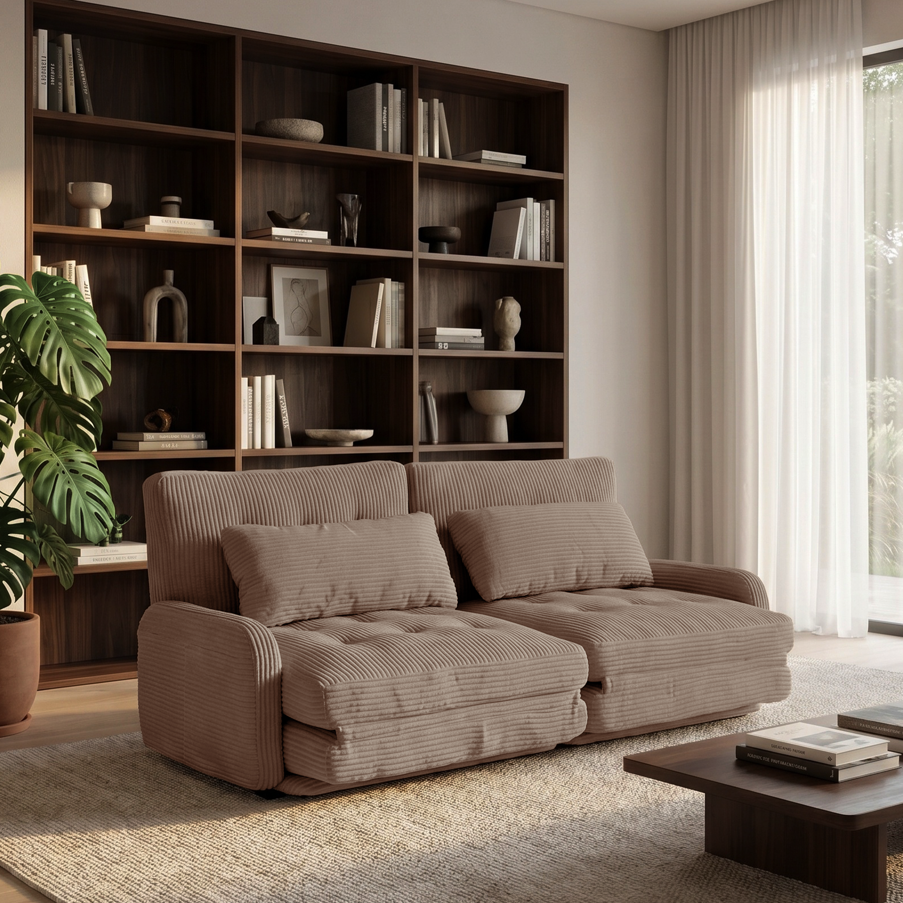 HomeMiYN Folding Sofa Bed in brown color #color_Brown