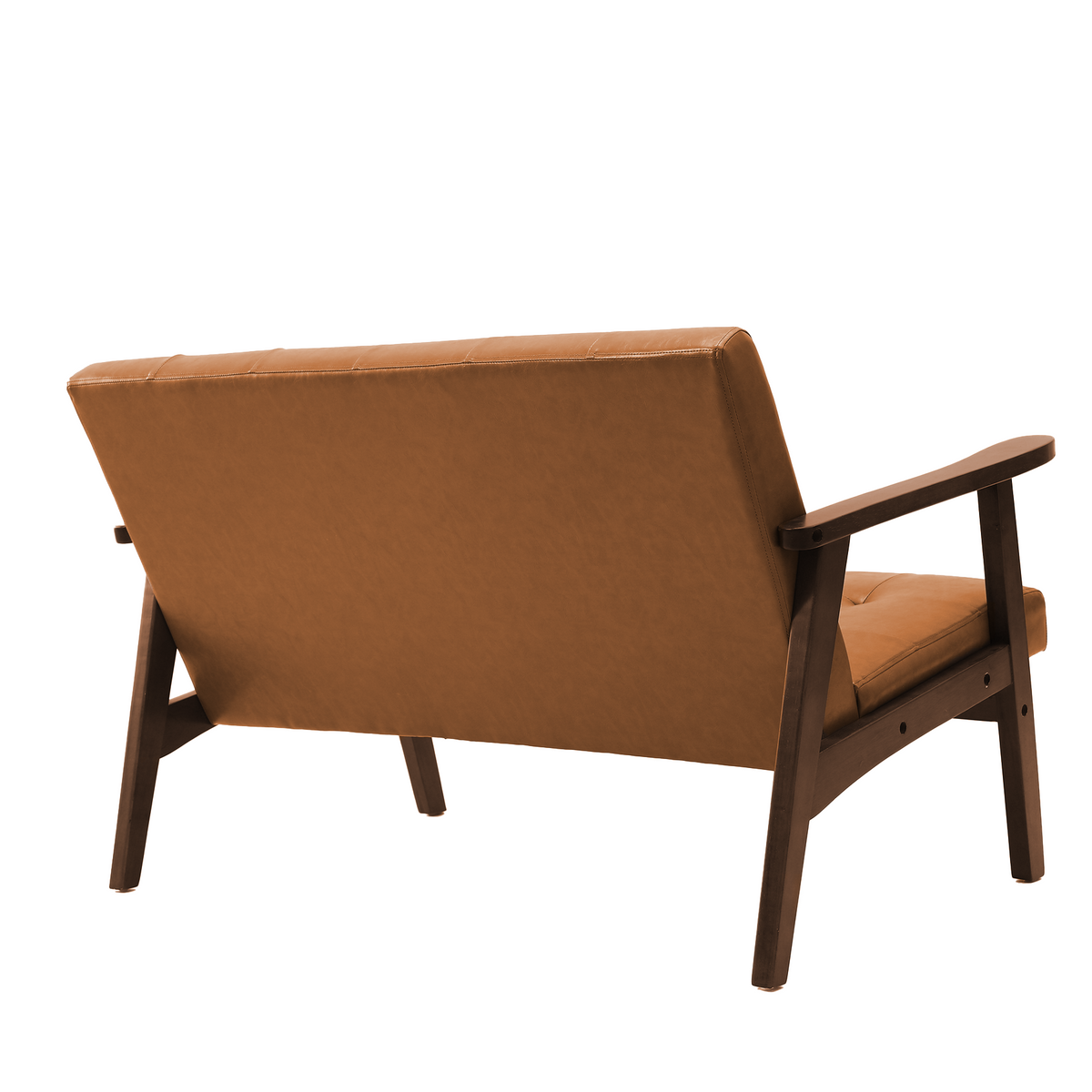 HomeMiYN 2 Seater Faux Leather Sofa with Armrests and Solid Wood Frame