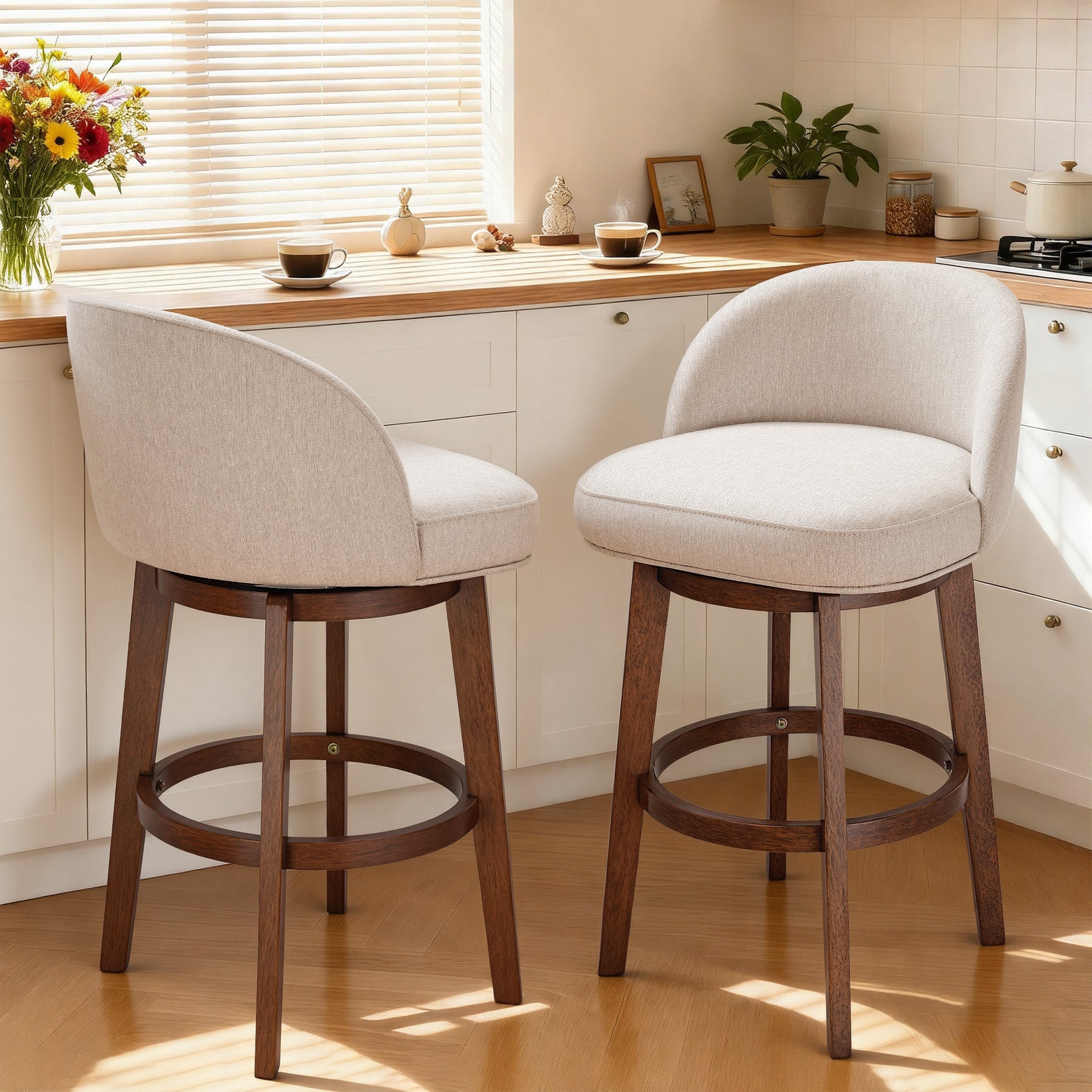 Modern Swivel Bar Stool #base-shape_Round Base #color_Dove Gray