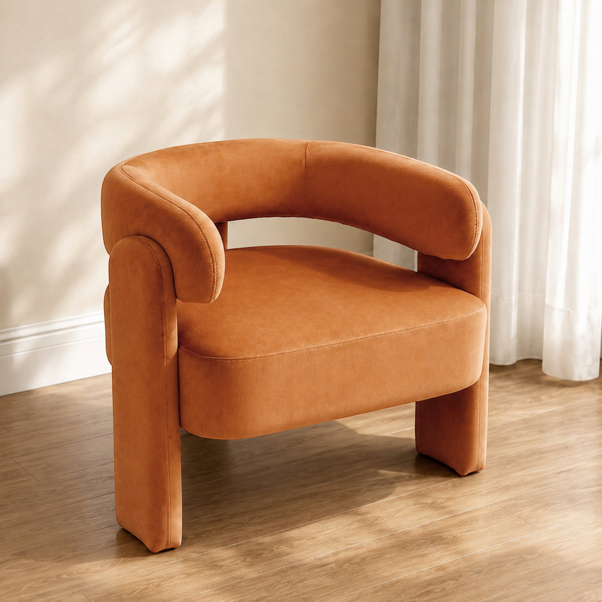 HomeMiYN Small Black Velvet Lounge Chair Solid Wood Frame for Living Room