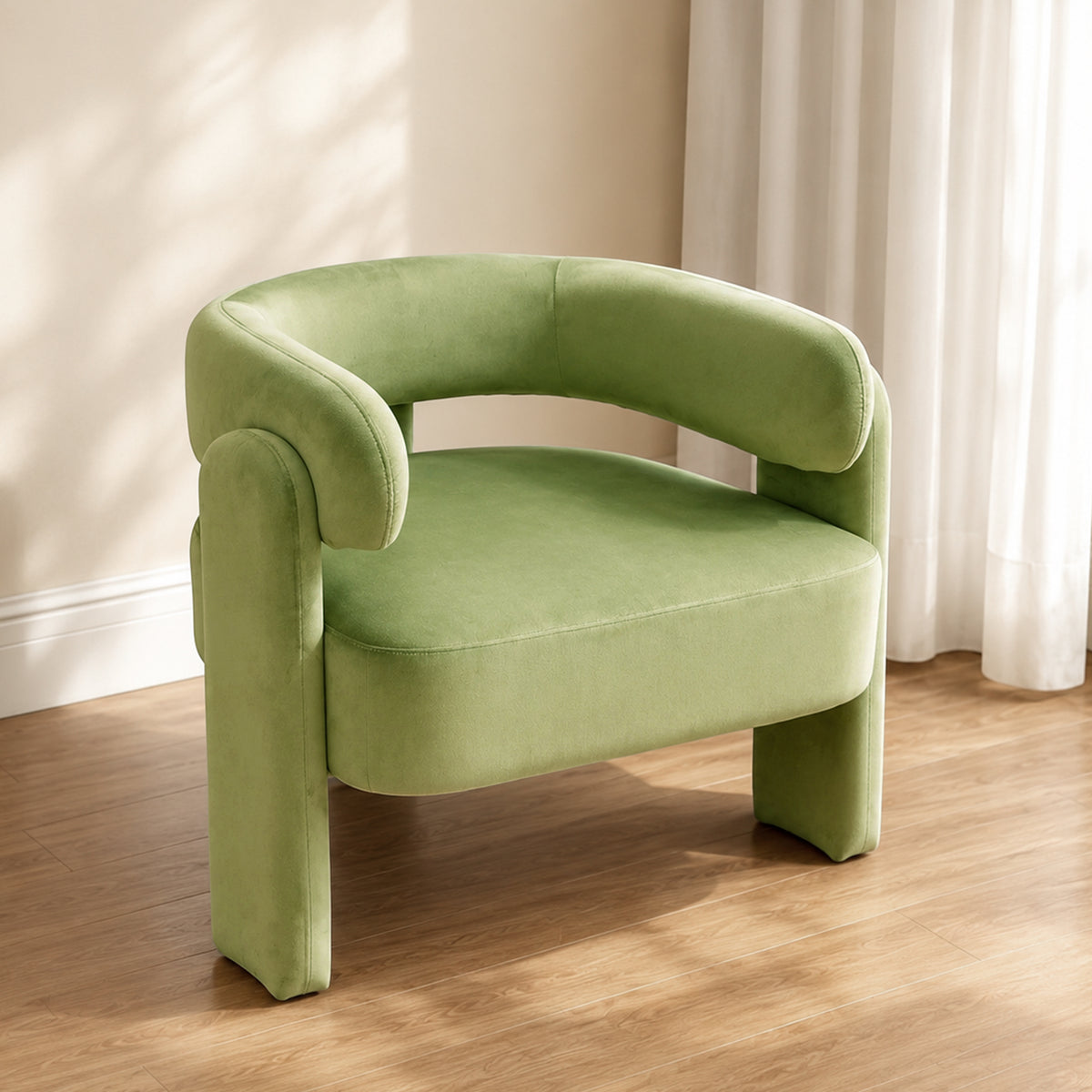 HomeMiYN Small Black Velvet Lounge Chair Solid Wood Frame for Living Room