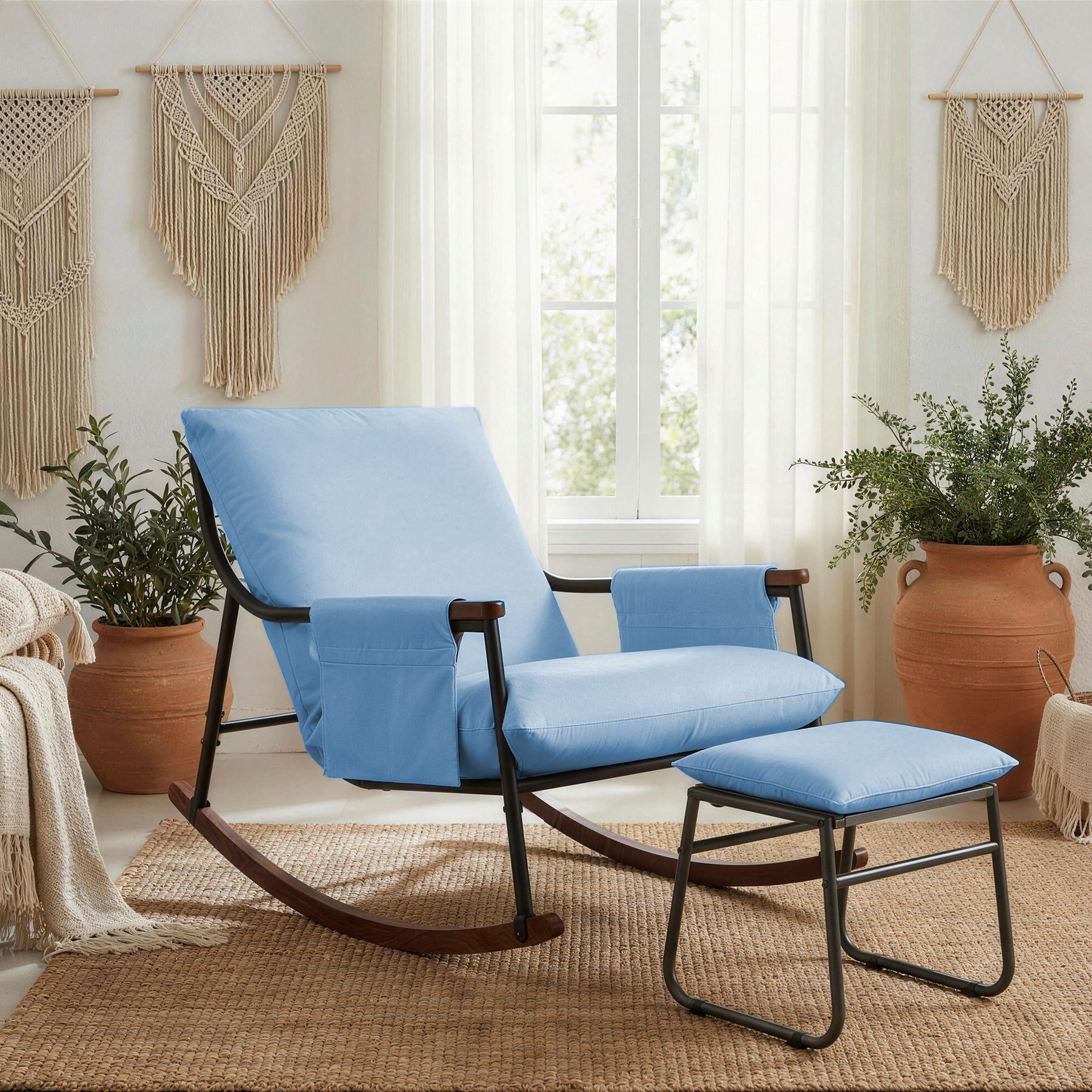 Wooden Armrest with Footstool