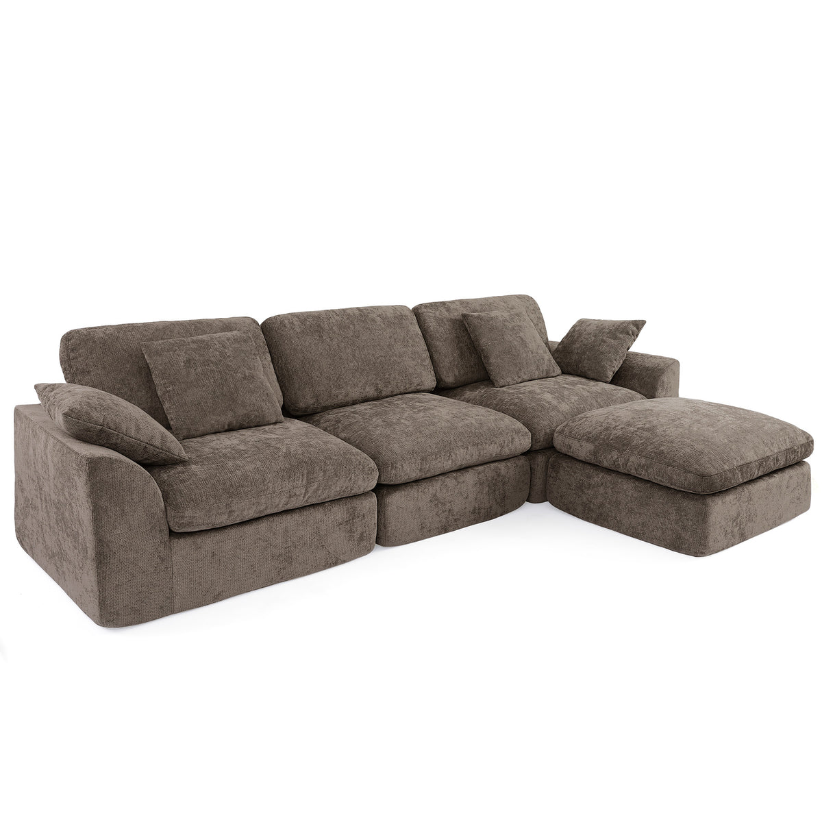 HomeMiYN 281cm 3-Seater L-Shaped Modular Corner Sofa, Chenille Fabric, Non-Vacuum Packaged