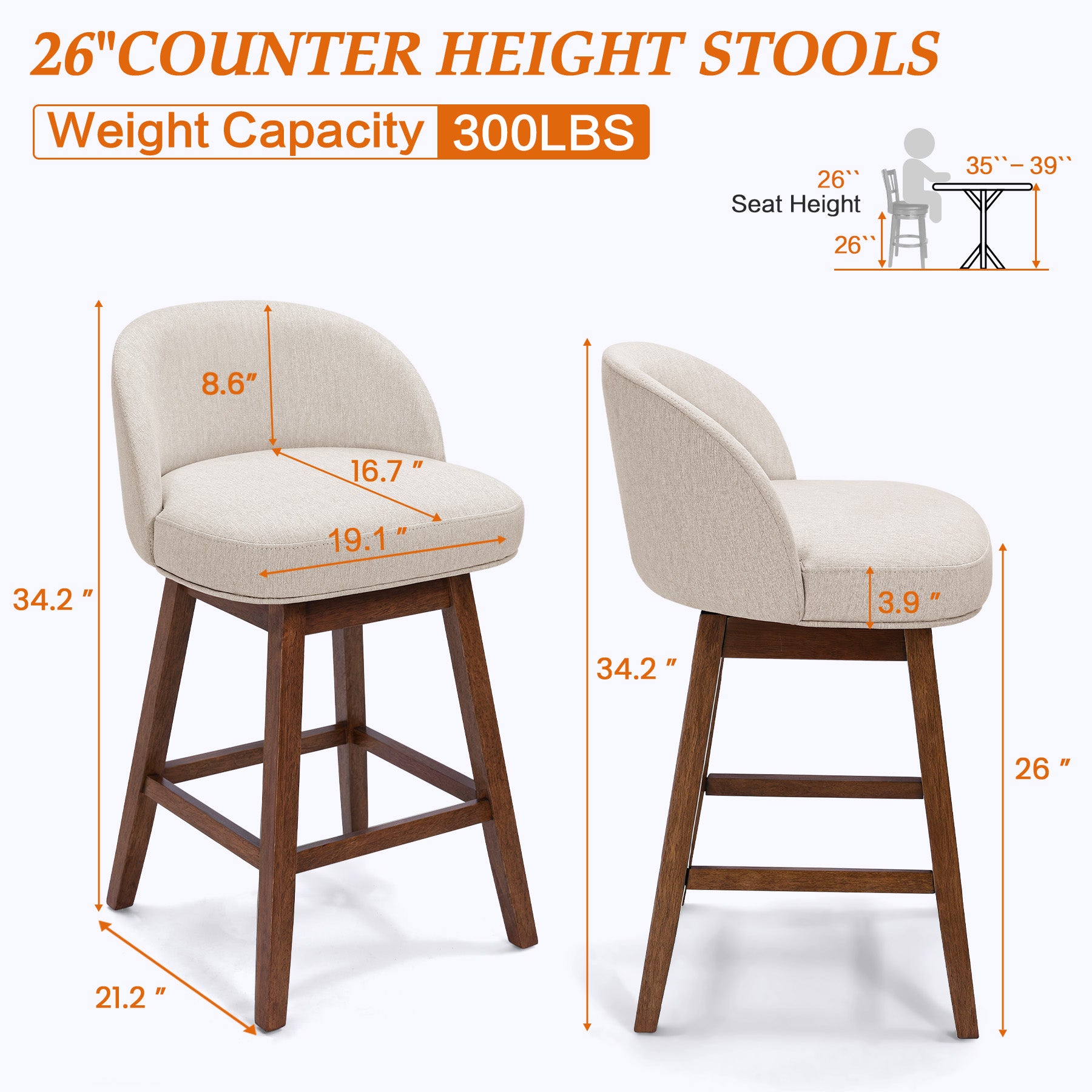 Modern Swivel Bar Stool #base-shape_Square Base #color_Dove Gray