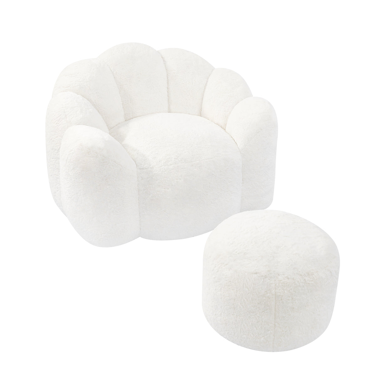 HomeMiYN Plush Bean Bag Chair with Stool for Living Room and Bedroom