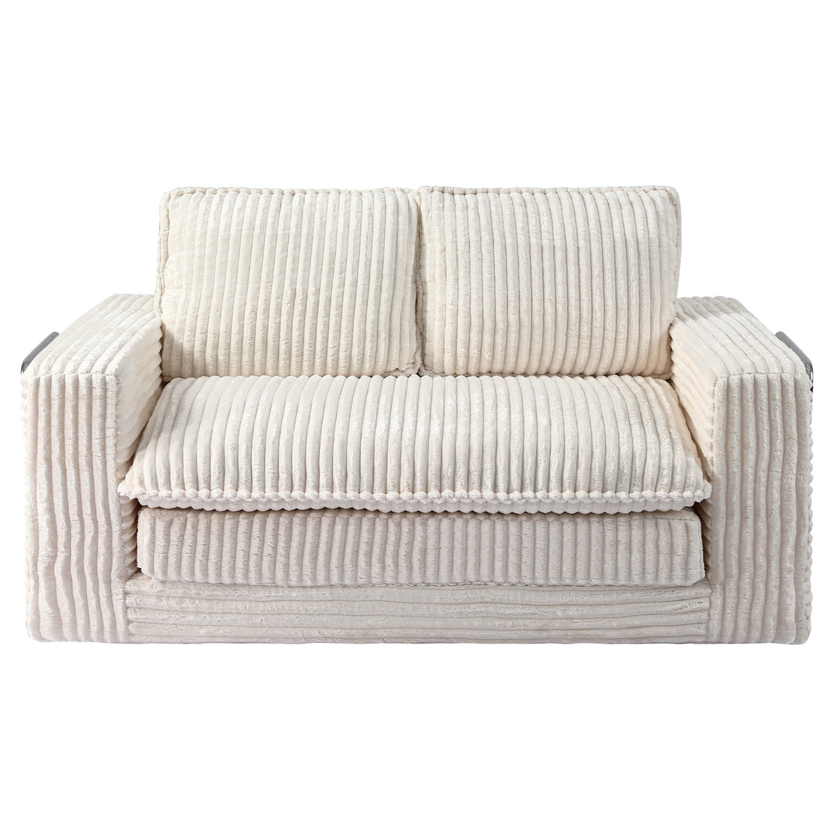 HomeMiYN 2-Seater Corduroy Sofa Bed, 140cm Wide, High Density Foam, No Assembly Required