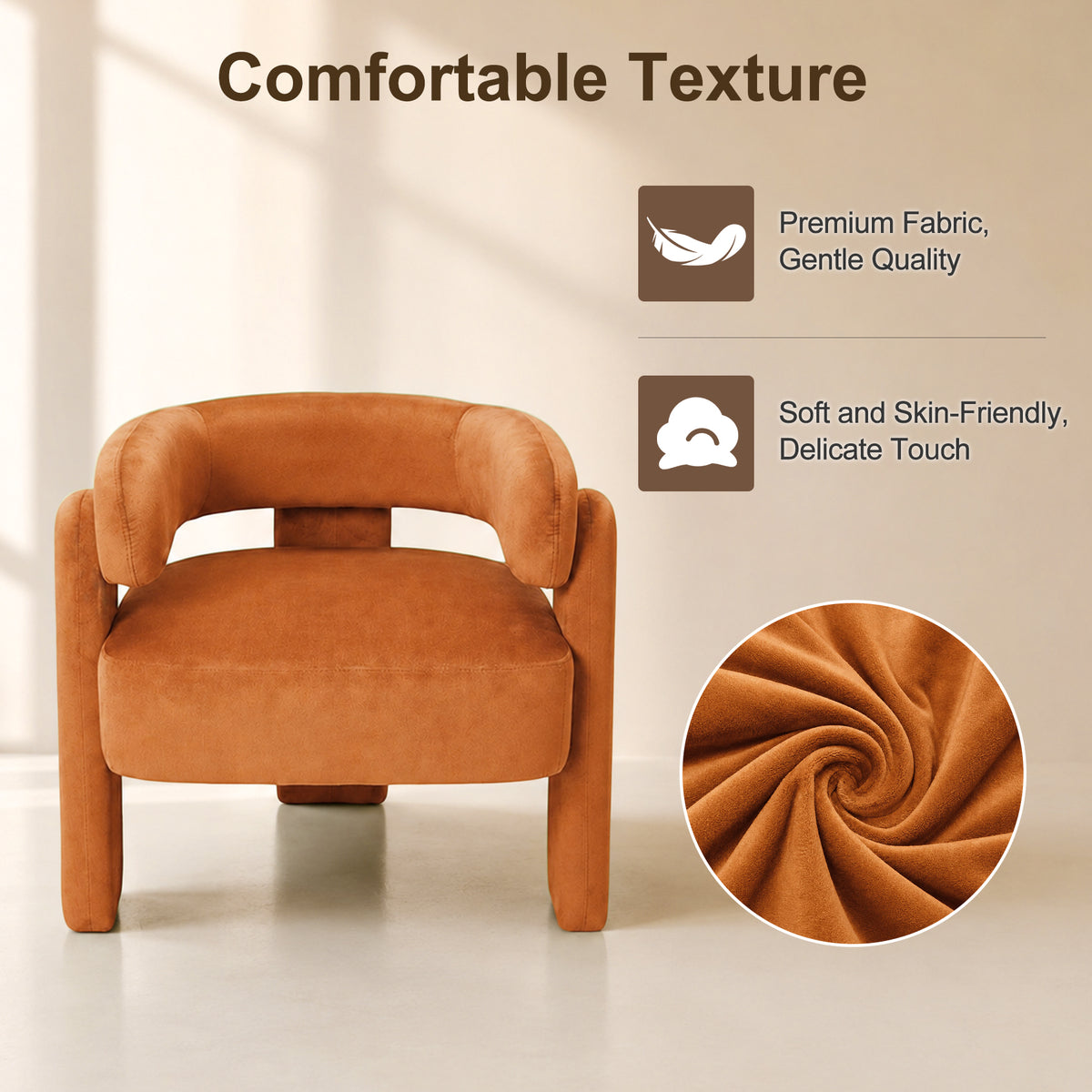 HomeMiYN Small Black Velvet Lounge Chair Solid Wood Frame for Living Room