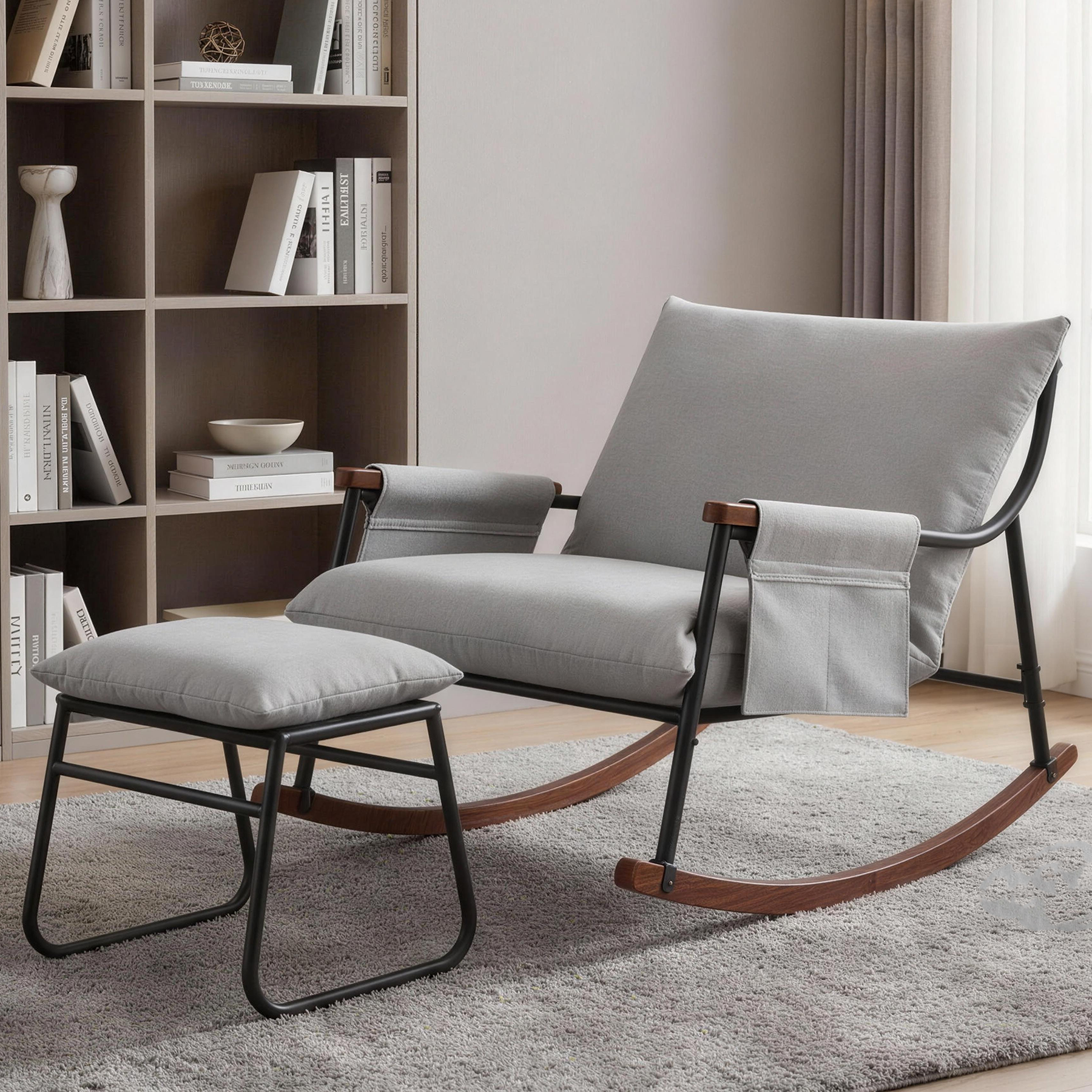 Wooden Armrest with Footstool