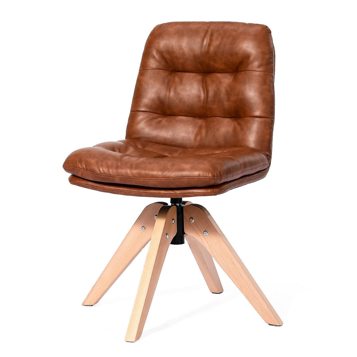 HomeMiYN 360° Swivel Dining Chairs Faux Leather Upholstered