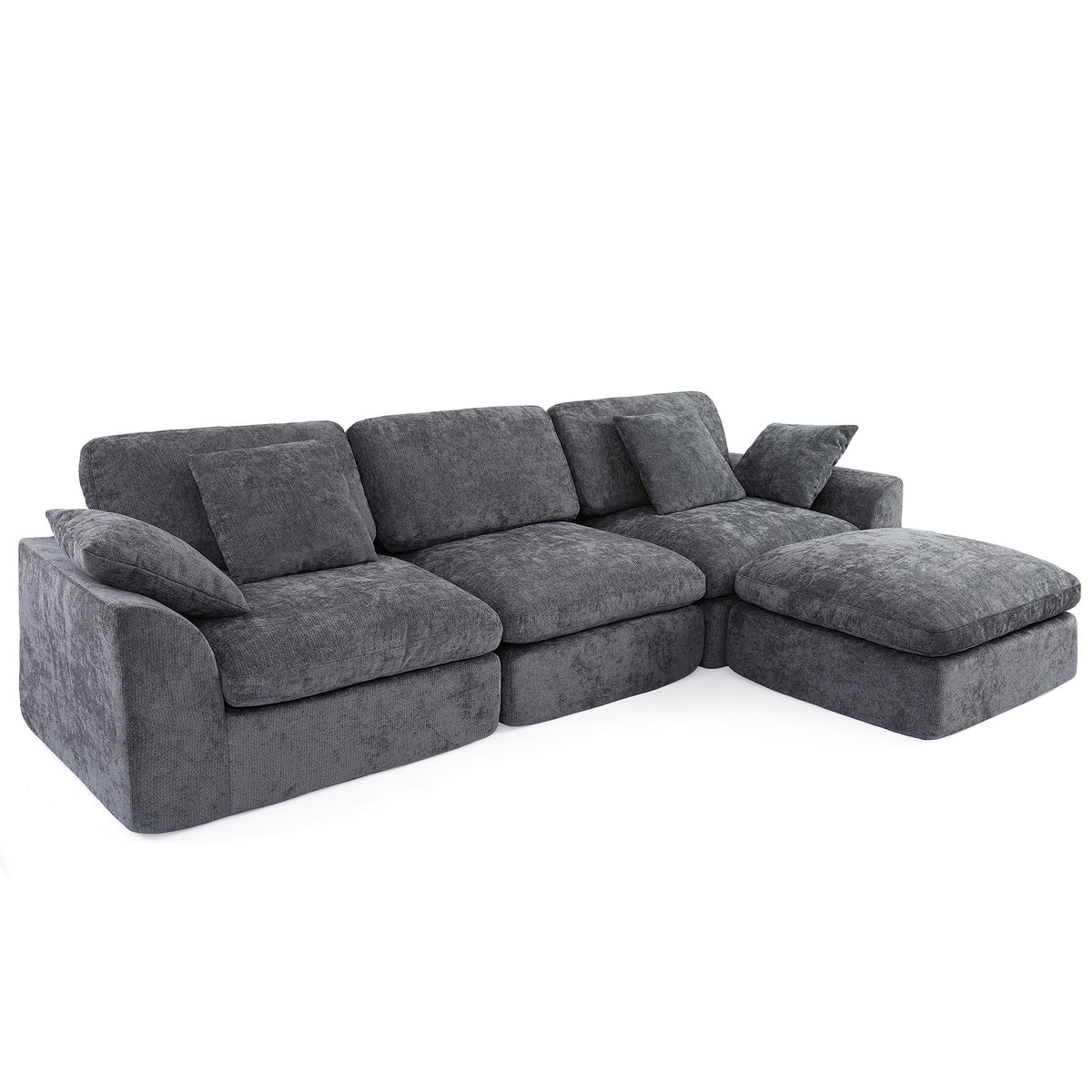 HomeMiYN 281cm 3-Seater L-Shaped Modular Corner Sofa, Chenille Fabric, Non-Vacuum Packaged