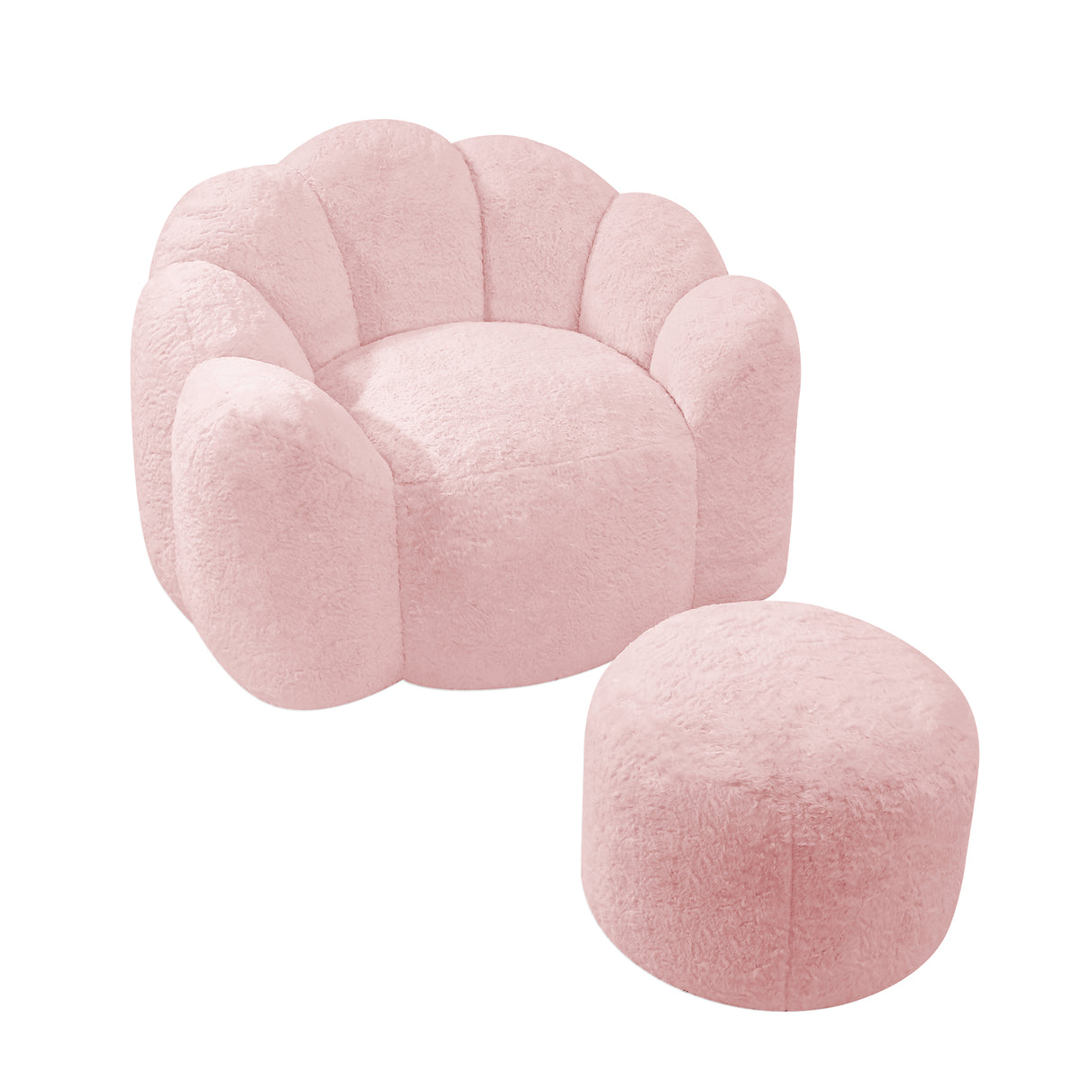 HomeMiYN Plush Bean Bag Chair with Stool for Living Room and Bedroom