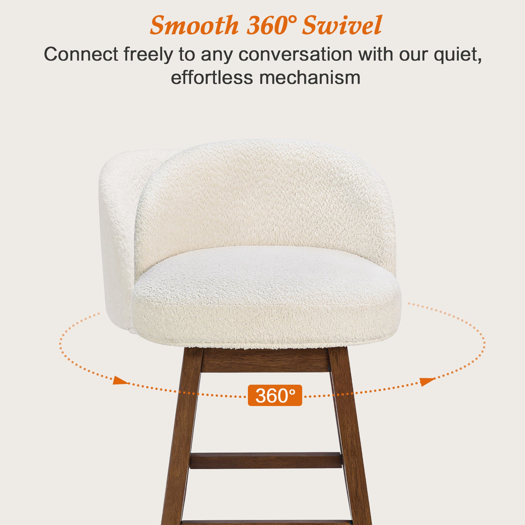 Modern Swivel Bar Stool #base-shape_Round Base #color_Monaco Cream