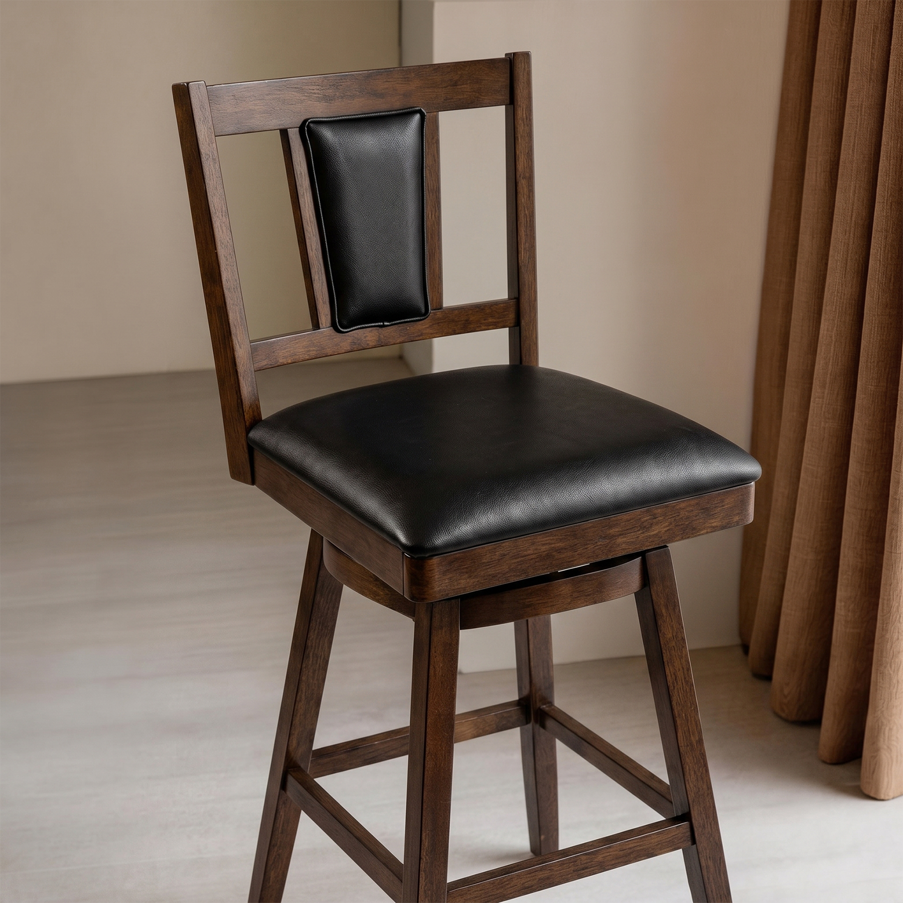 Austen 2 Set of Swivel Bar Stool with Vertical Padded Back & Seat – Mid-Century Modern Counter Height Chair
