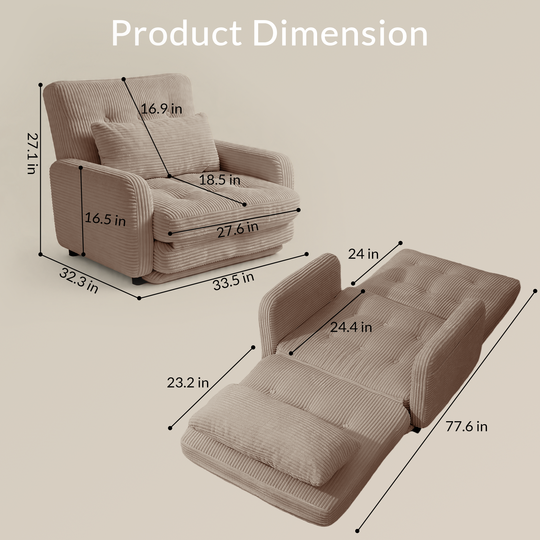 HomeMiYN Folding Sofa Bed in brown color #color_Brown