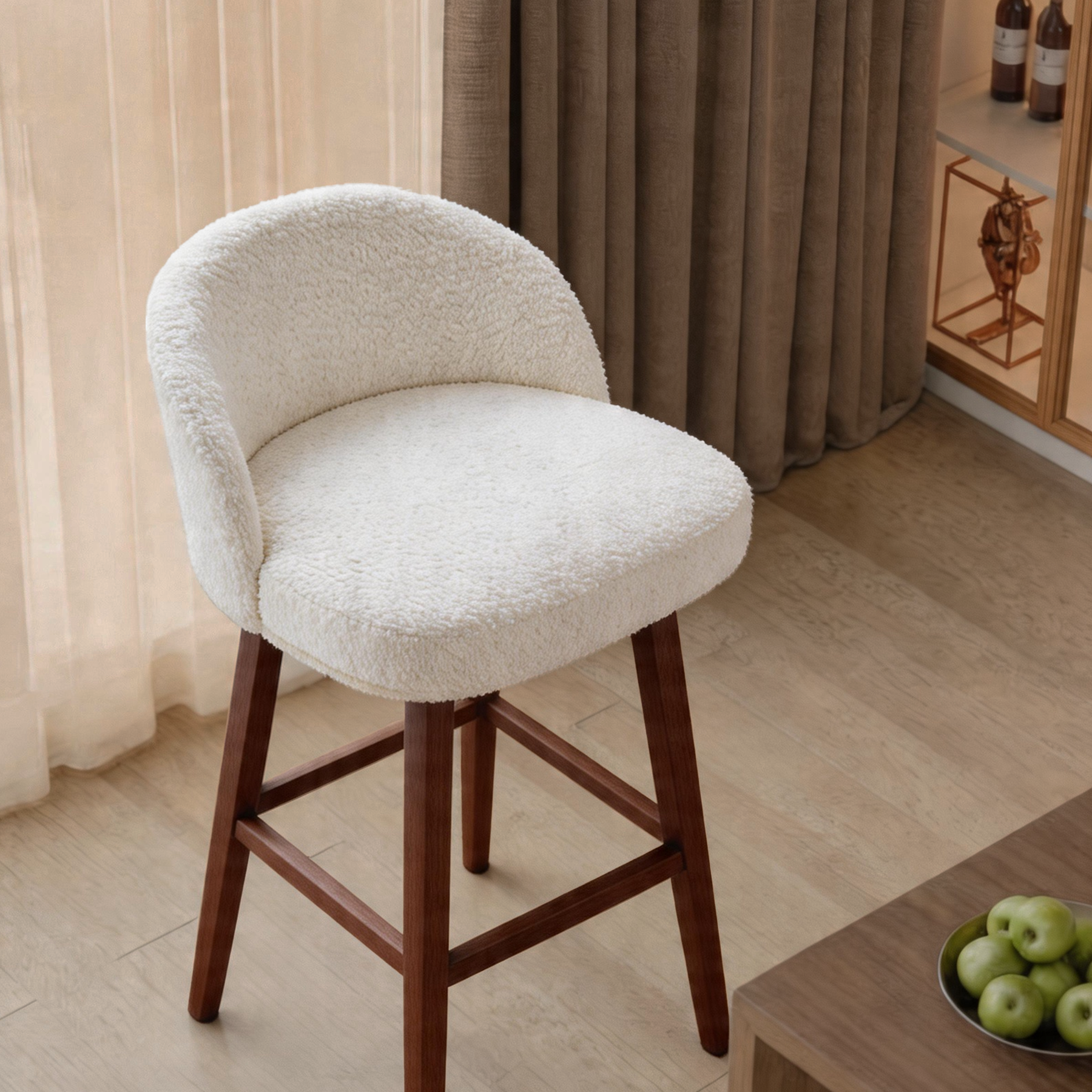 Modern Swivel Bar Stool #base-shape_Square Base #color_Monaco Cream