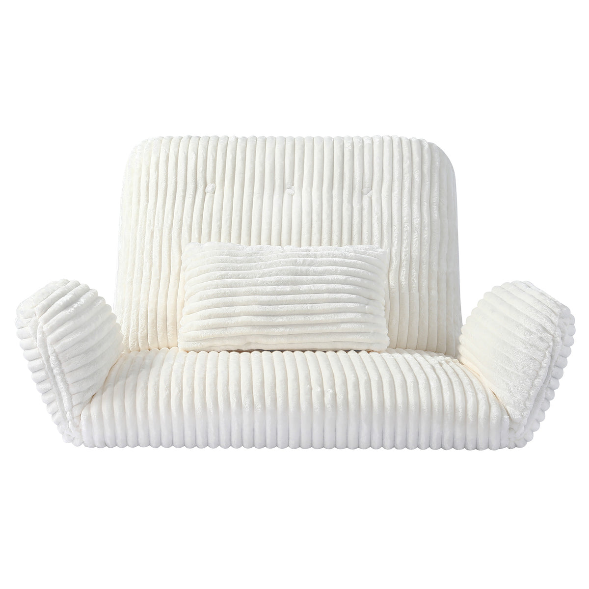 HomeMiYN Striped Plush Foldable Lazy Recliner Armchair with Cushion for Living Room and Bedroom