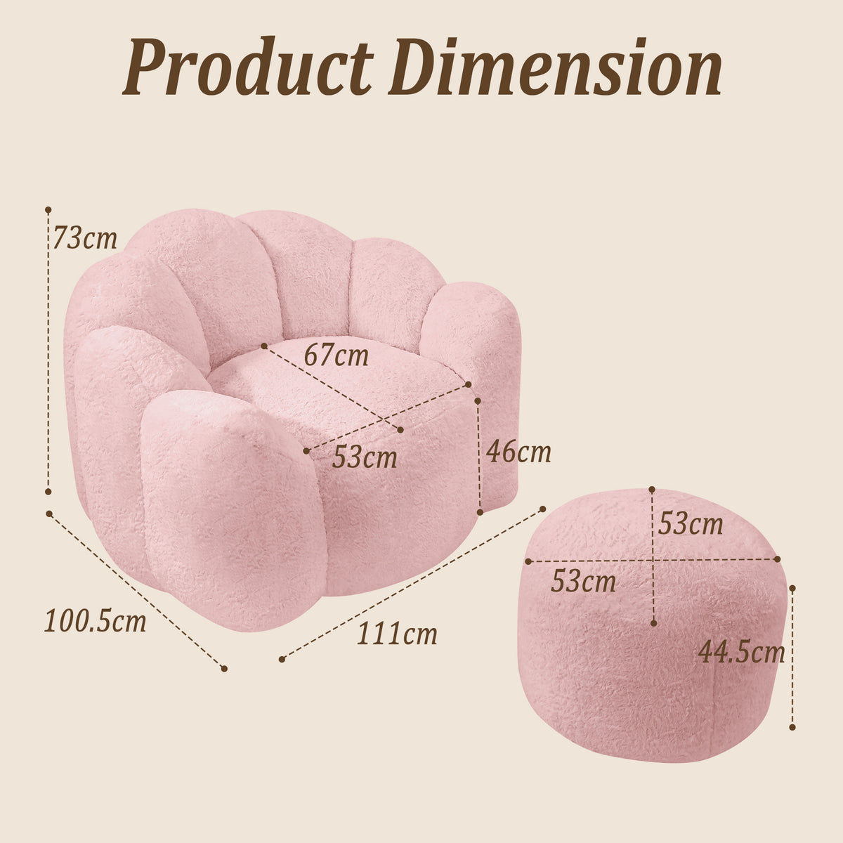 HomeMiYN Plush Bean Bag Chair with Stool for Living Room and Bedroom
