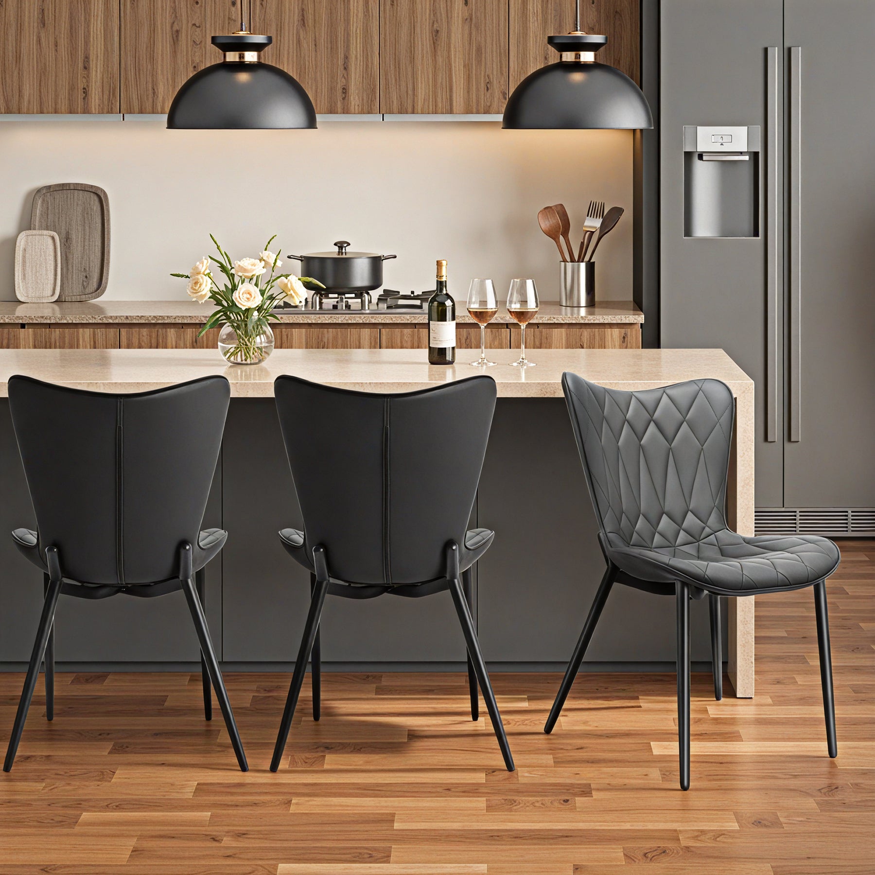 Cat Scratch Leather High Bar Stool