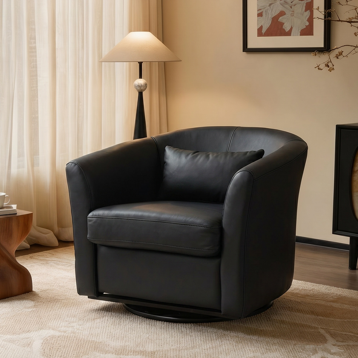 HomeMiYN 360° Swivel Relaxing Chair with Storage for Living Room
