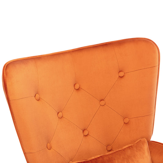 HomeMiYN Velvet Accent Chair Tufted Buttoned Wingback Armchair Orange