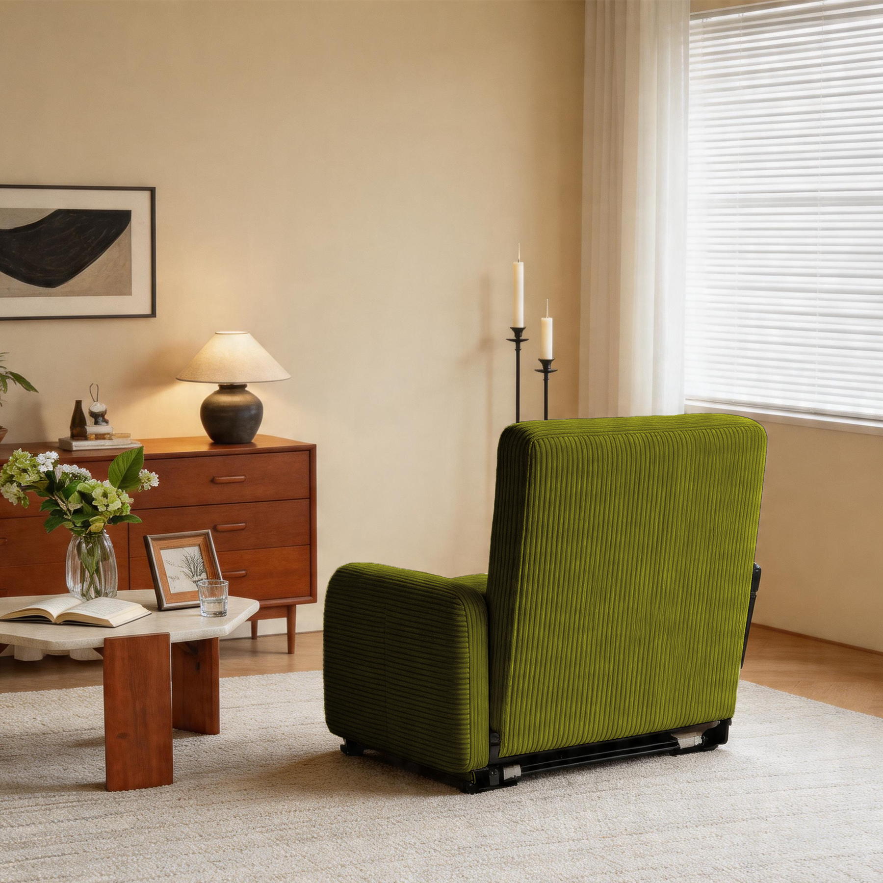 HomeMiYN Folding Sofa Bed in green color #color_Green
