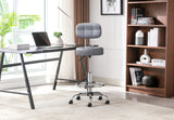 HomeMiYN Swivel Stool Roller Stool Foot Ring Office Stool Height Adjustable Gray