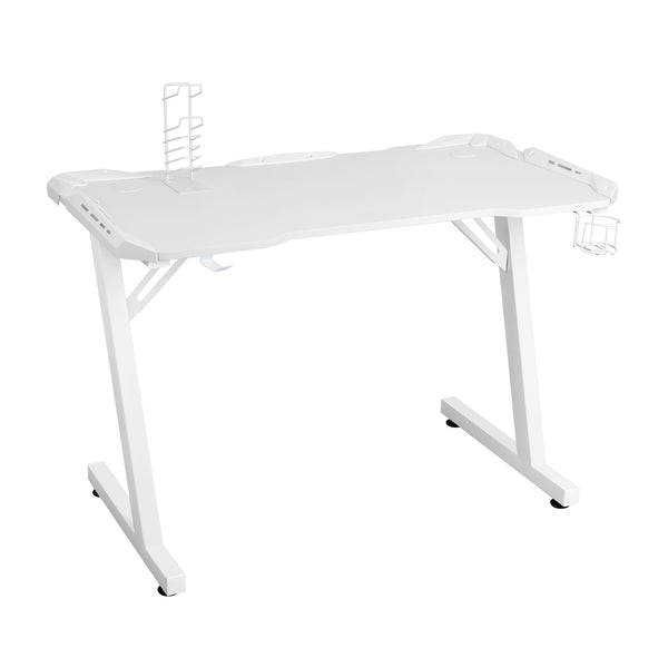 HomeMiYN Computer Desk HomeMiYN Modified Gaming Desk Z-Shape Gaming Computer Desk White