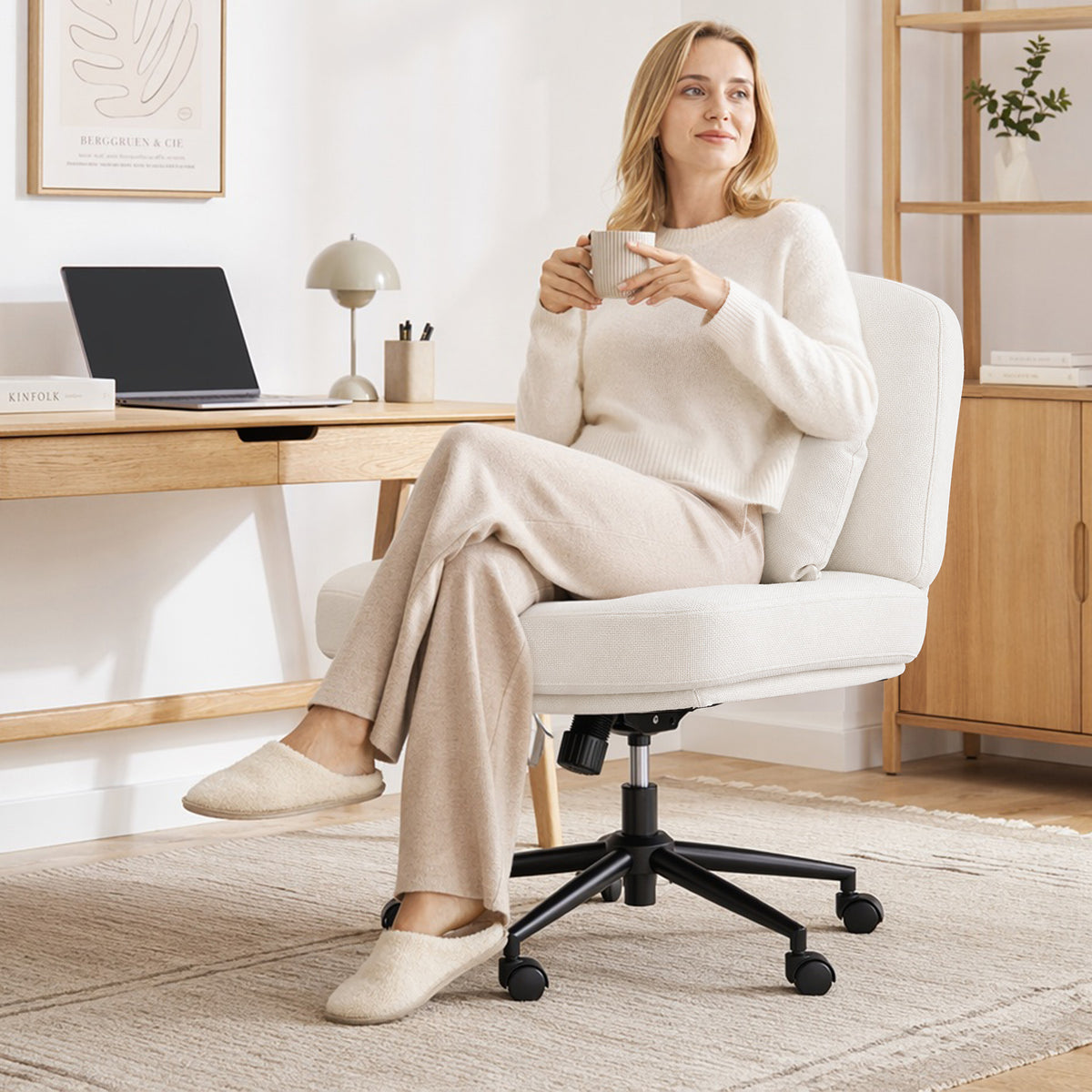 HomeMiYN Adjustable Armless Office Chair, Swivel Back Design