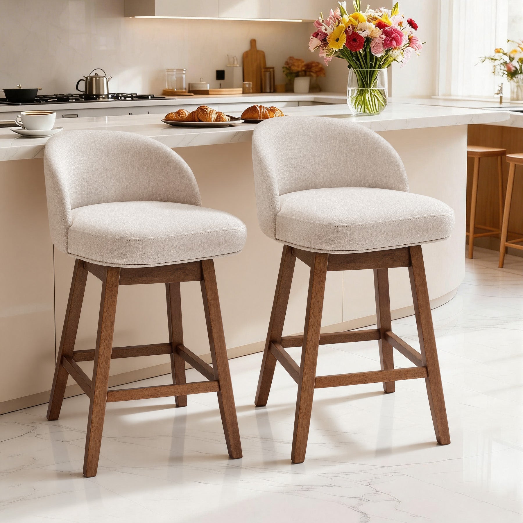 Modern Swivel Bar Stool #base-shape_Square Base #color_Dove Gray
