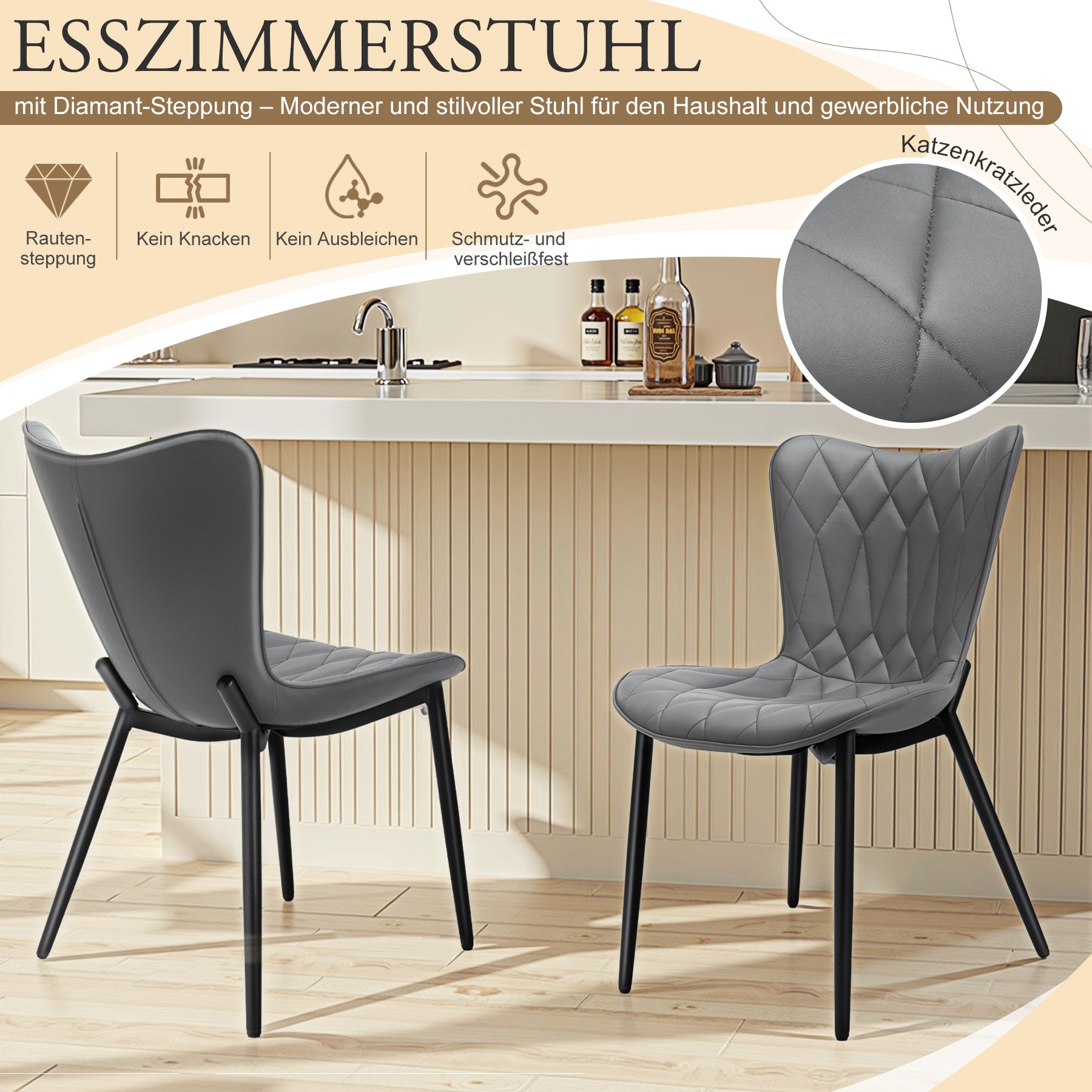 Cat Scratch Leather High Bar Stool