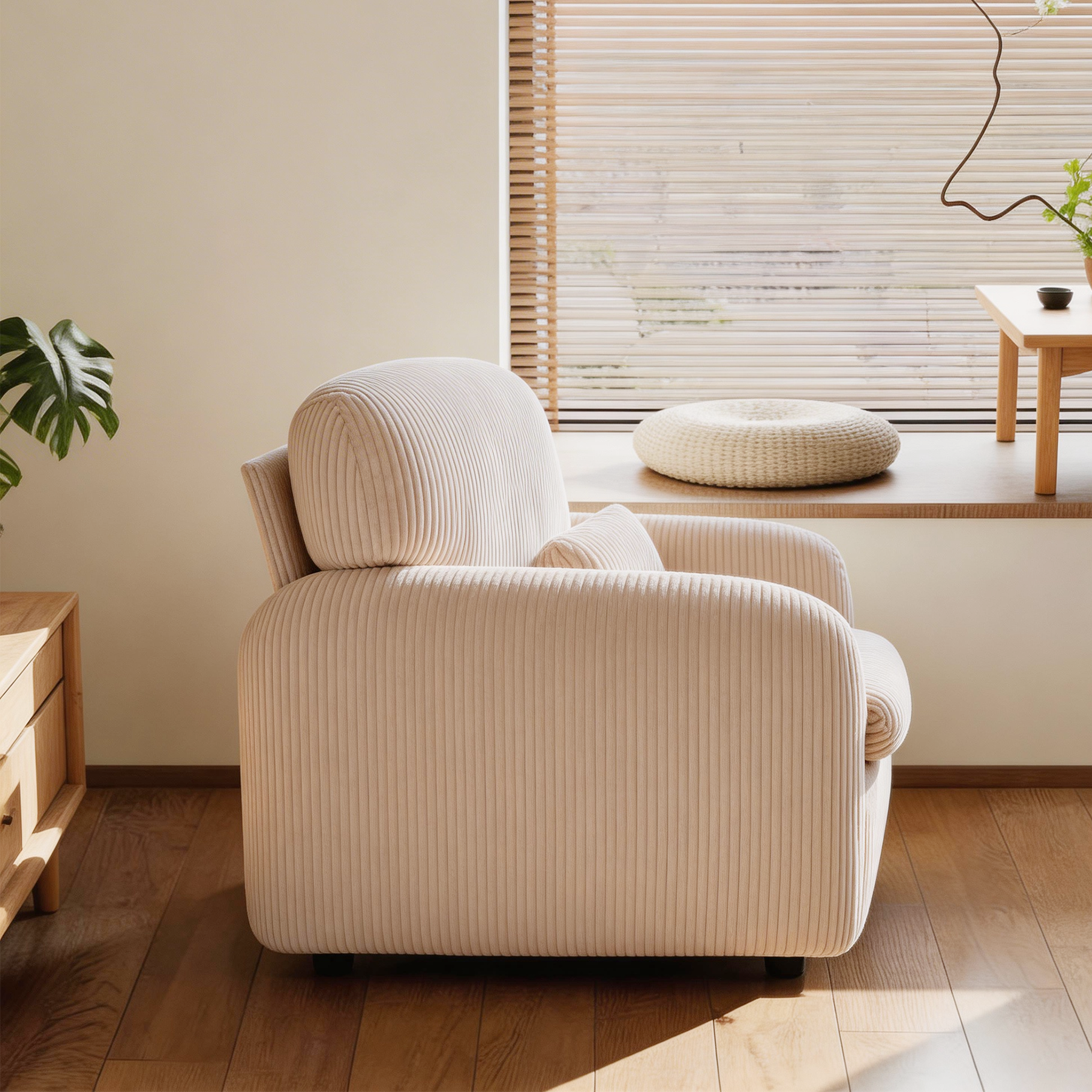 HomeMiYN Accent Chair in beige color #color_Beige