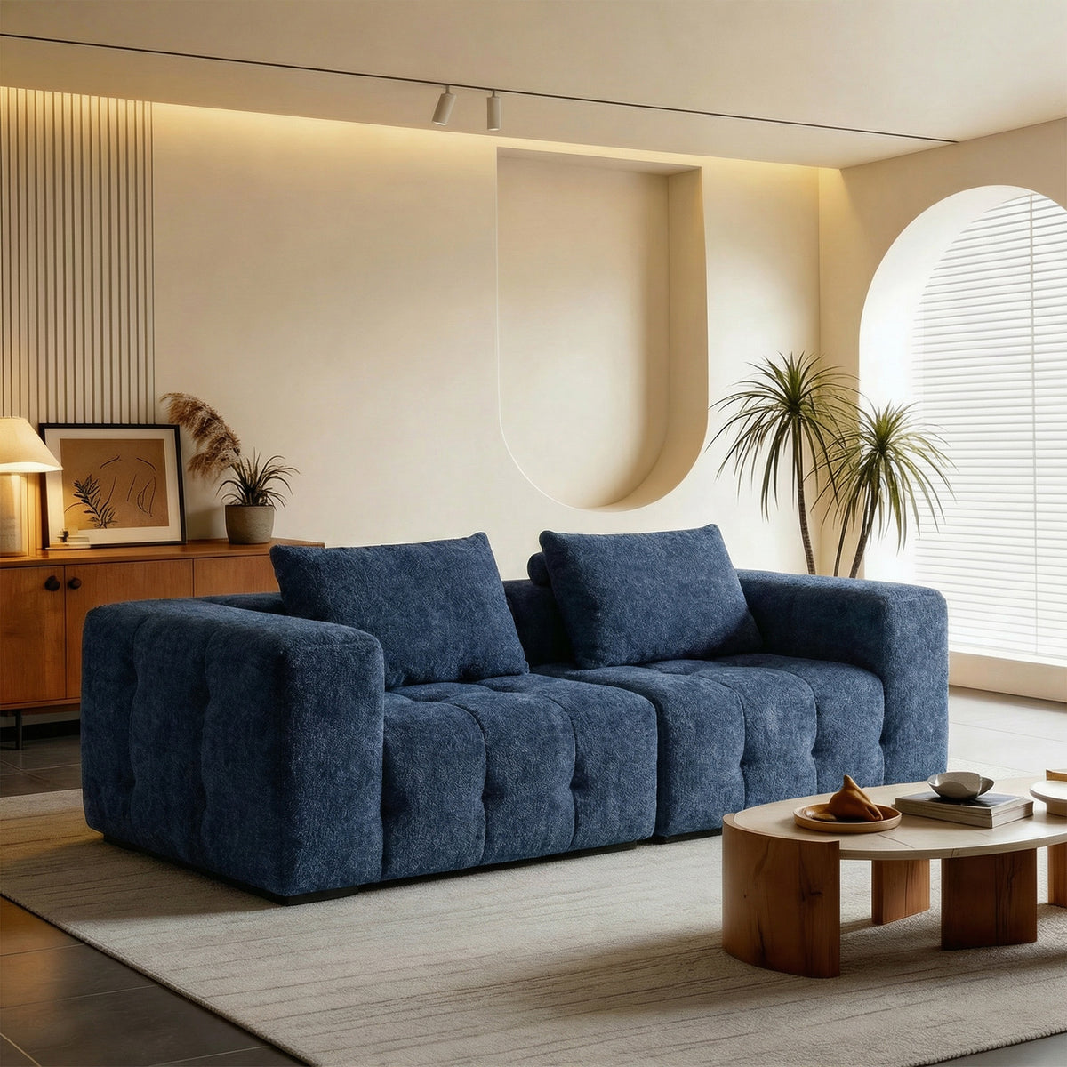 HomeMiYN Pack of 2 Modular Chenille Boneless Sofa No Assembly Required