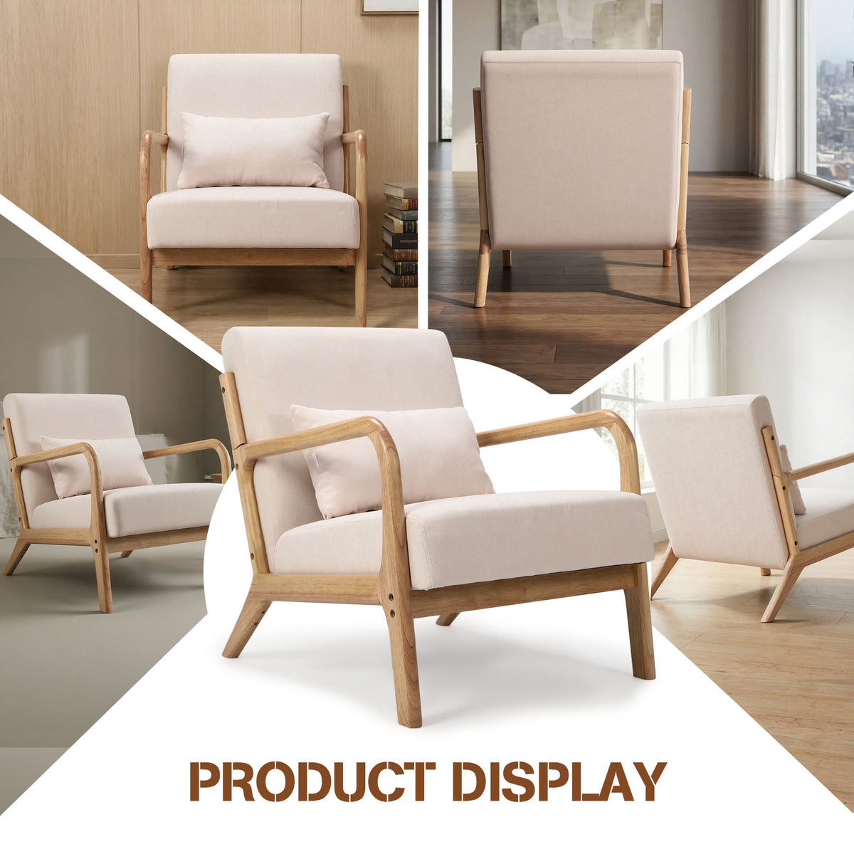 HomeMiYN Retro PU Leather Reading Chair with Ergonomic Armrests, 150kg Load Capacity, Medieval Style