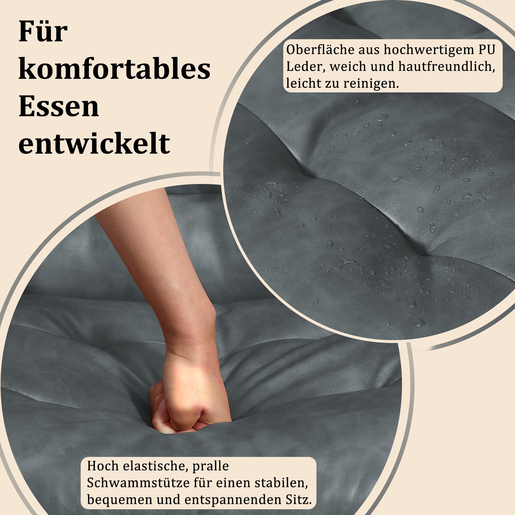 Esszimmerstühle Drehbar mit Armlehne 360° Polsterstuhl Leinen | Modern Drehstuhl Küchenstuhl mit Rückenlehne für Esszimmer, Wohnzimmer