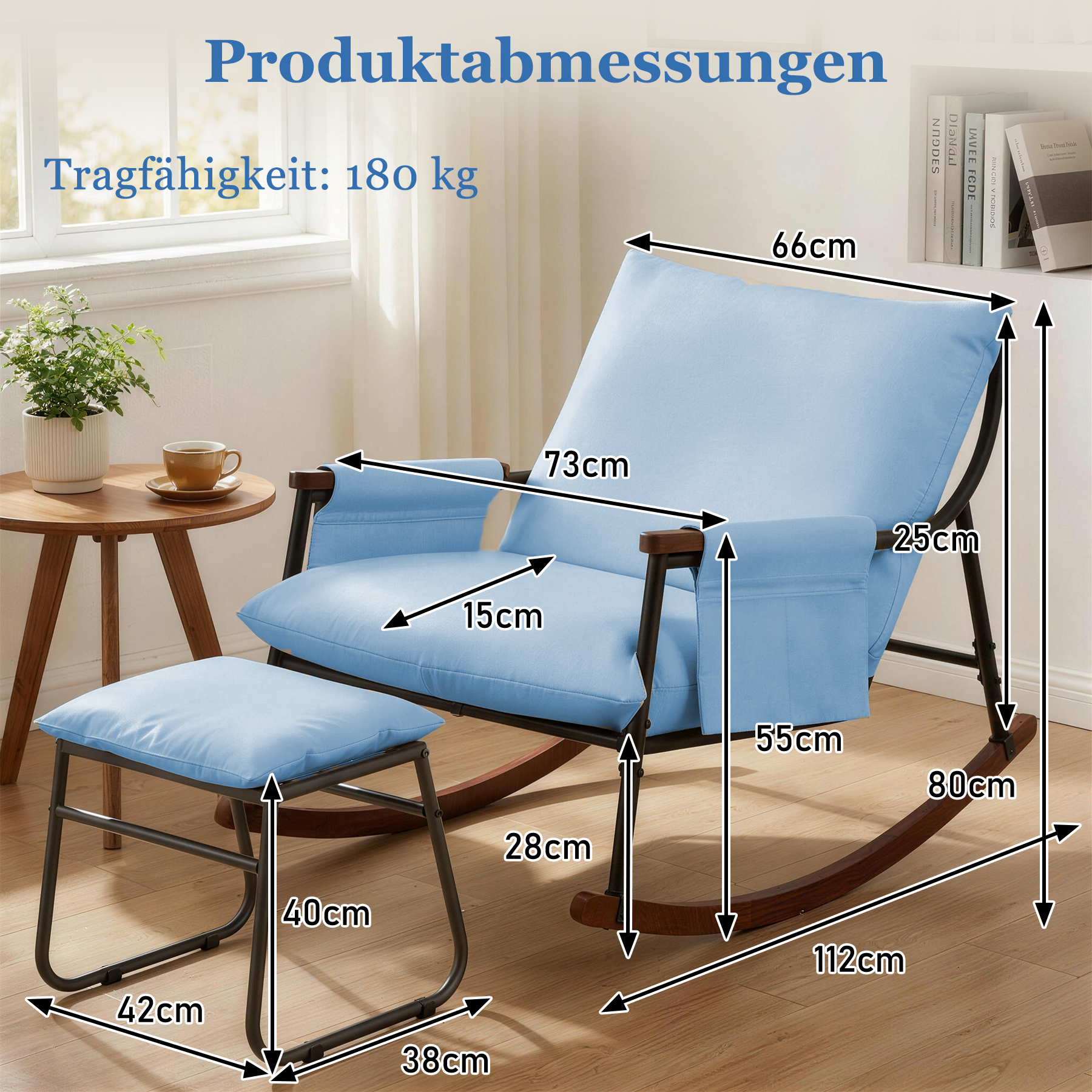 Wooden Armrest with Footstool