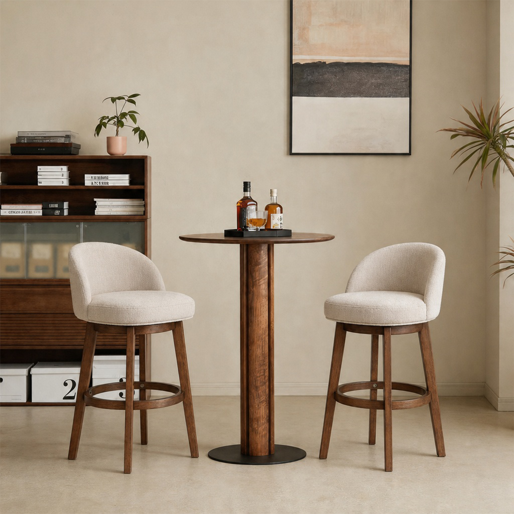 Modern Swivel Bar Stool #base-shape_Round Base #color_Dove Gray