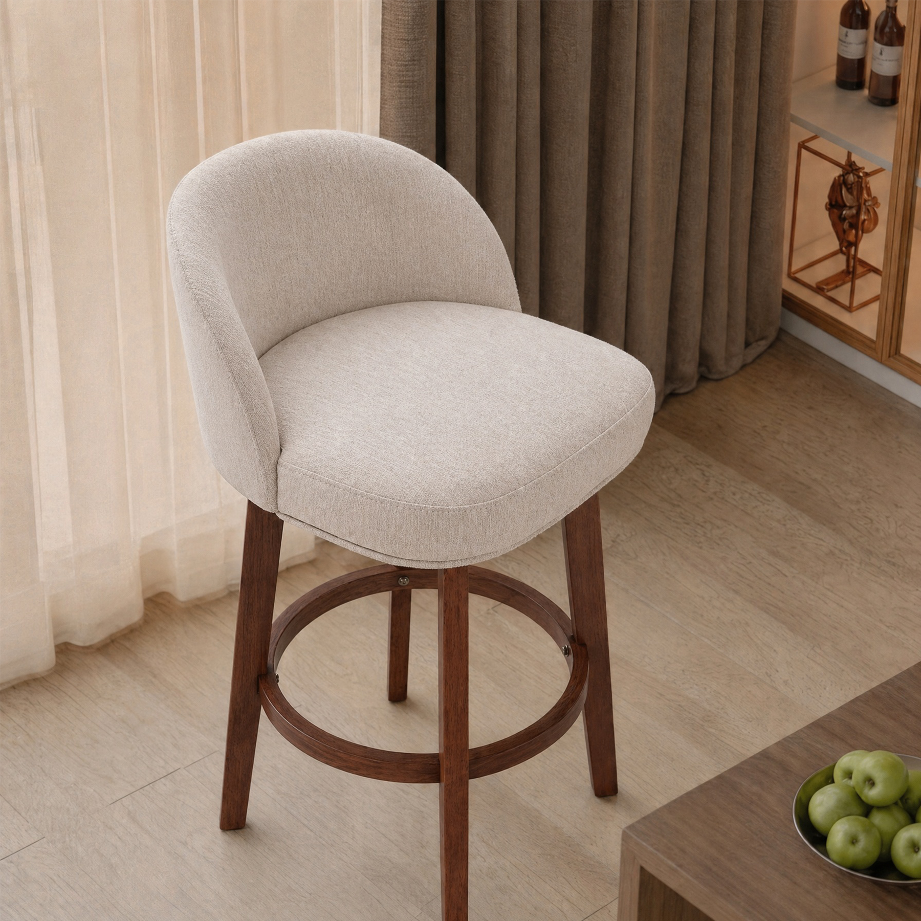 Modern Swivel Bar Stool #base-shape_Round Base #color_Dove Gray