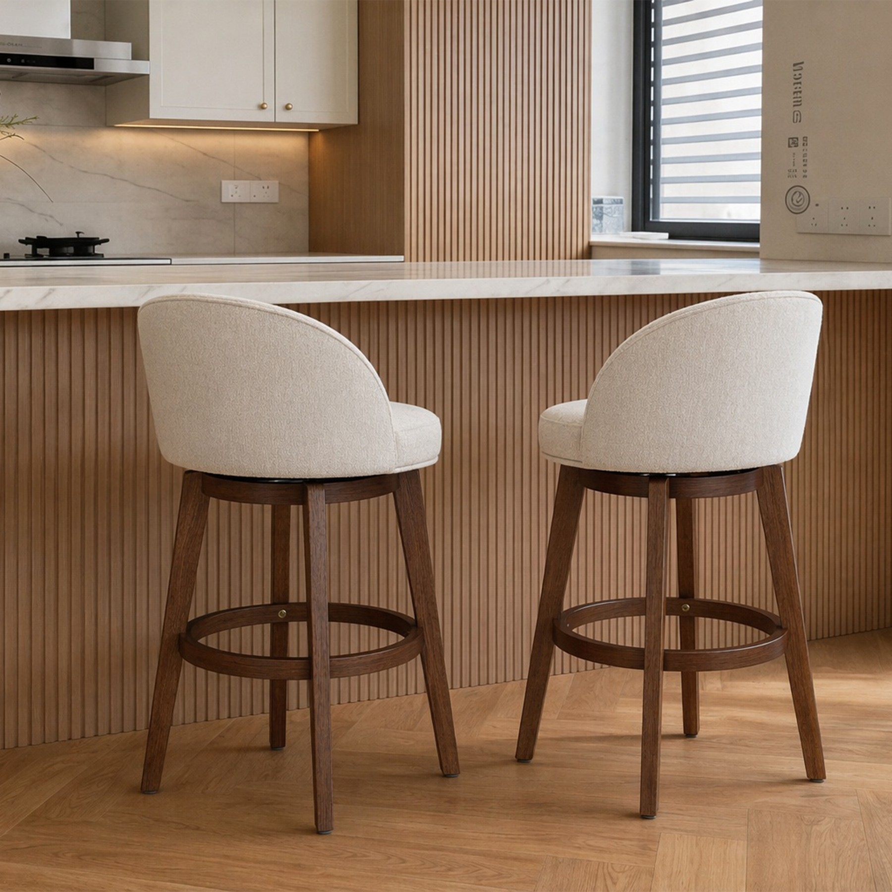 Modern Swivel Bar Stool #base-shape_Round Base #color_Dove Gray