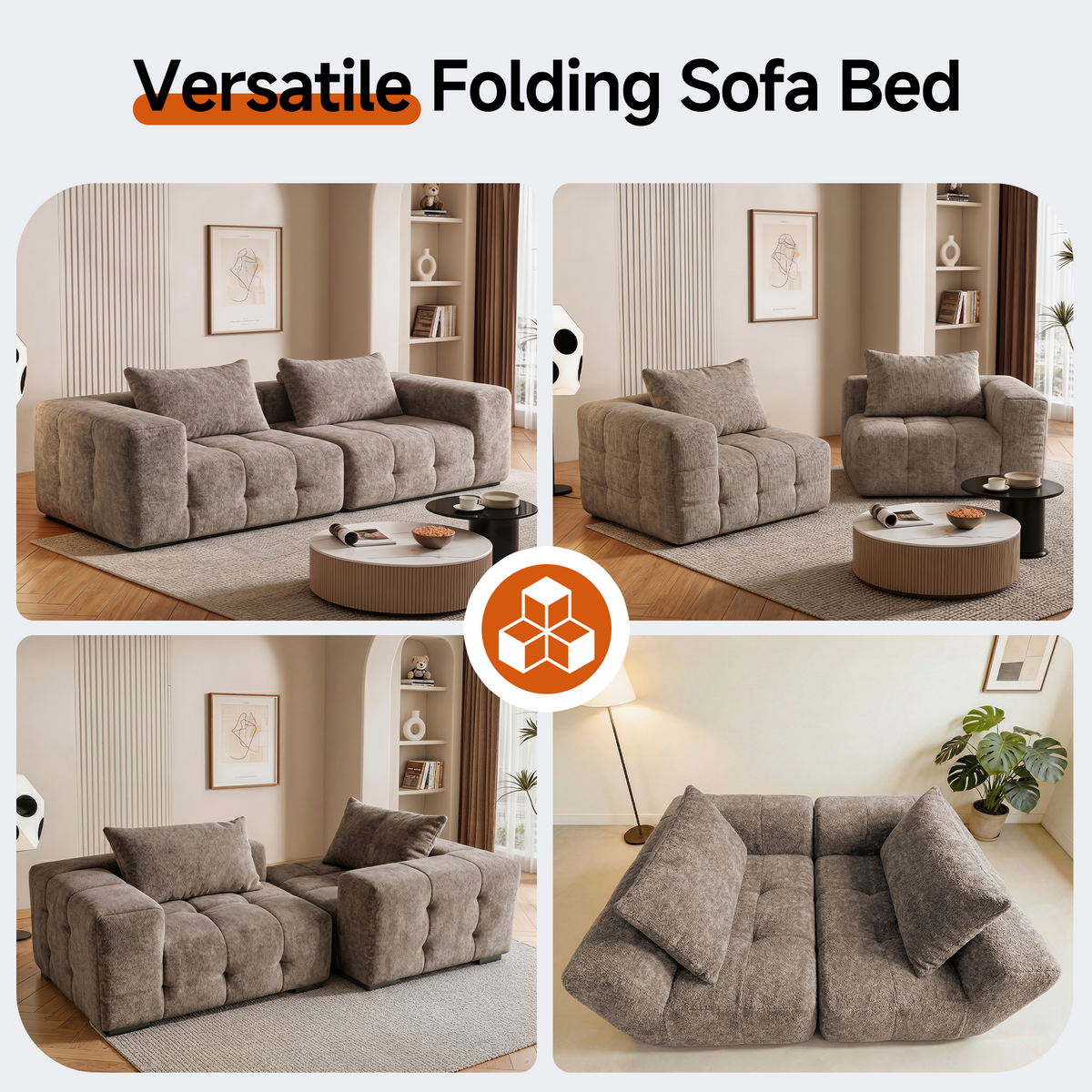 HomeMiYN Pack of 2 Modular Chenille Boneless Sofa No Assembly Required