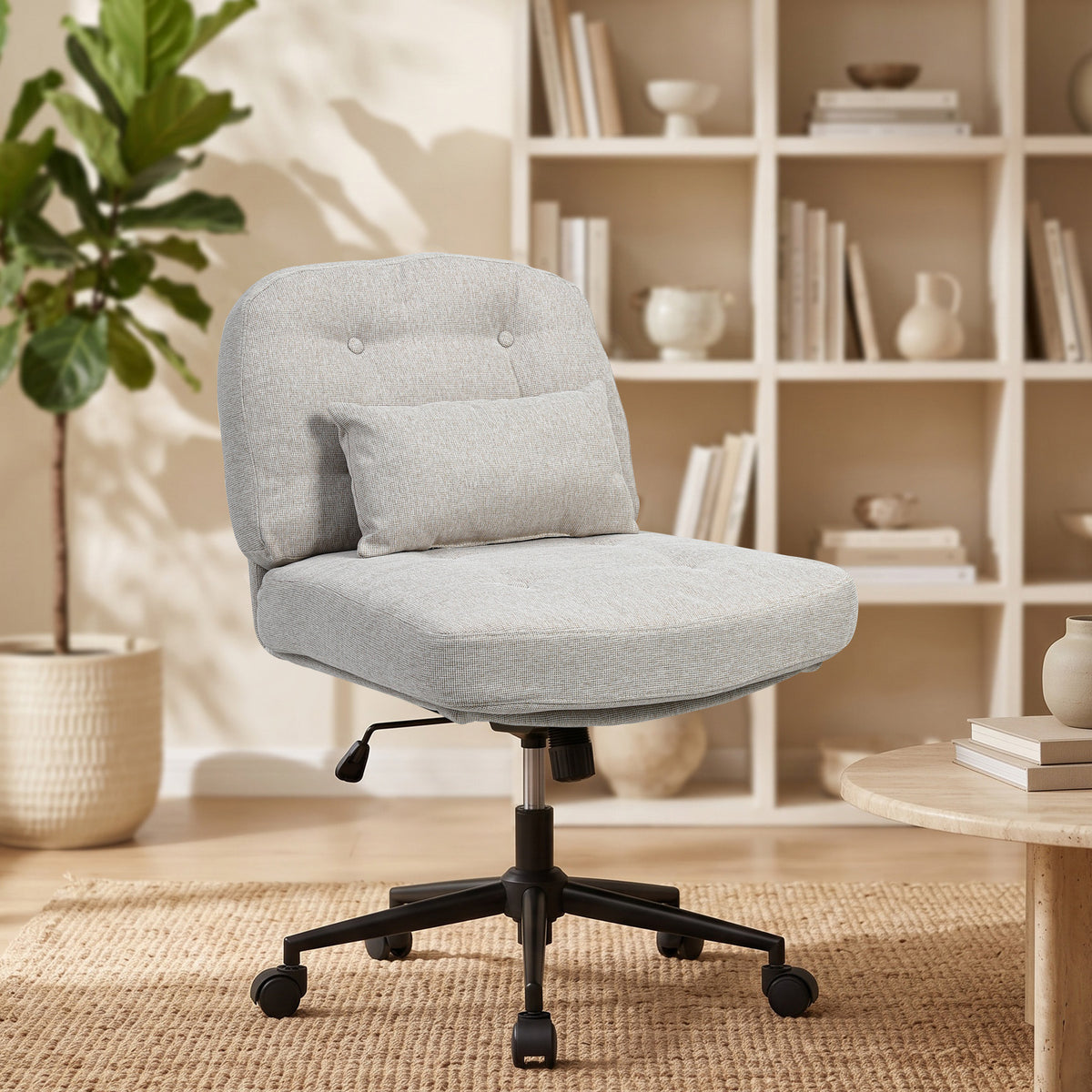 HomeMiYN Adjustable Armless Office Chair, Swivel Back Design