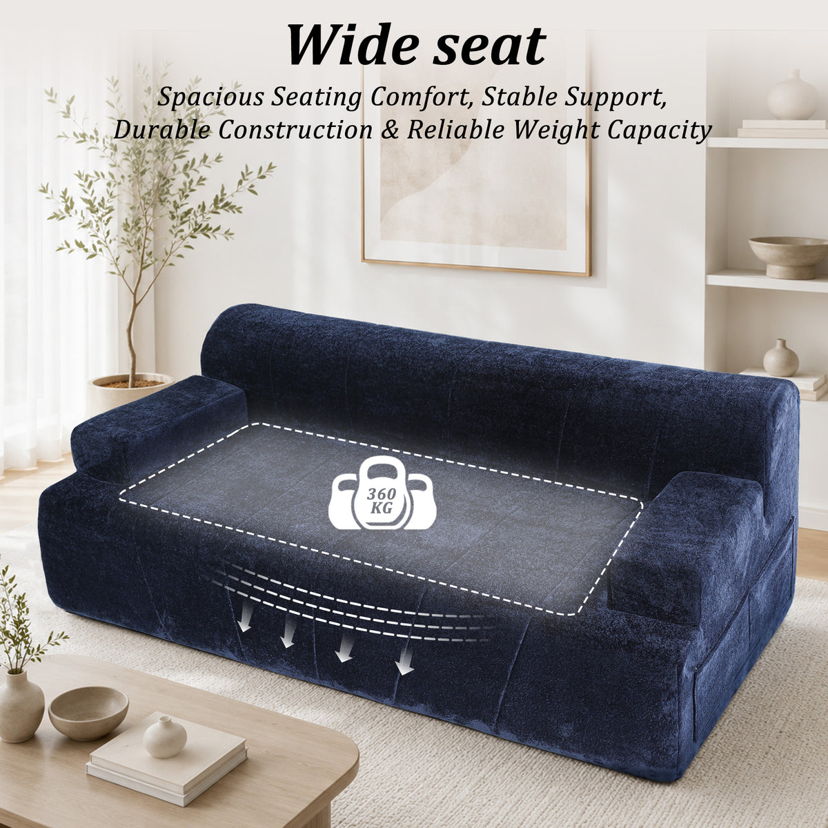 HomeMiYN 178cm 3-Seater Corduroy Boneless Sofa No Assembly Required