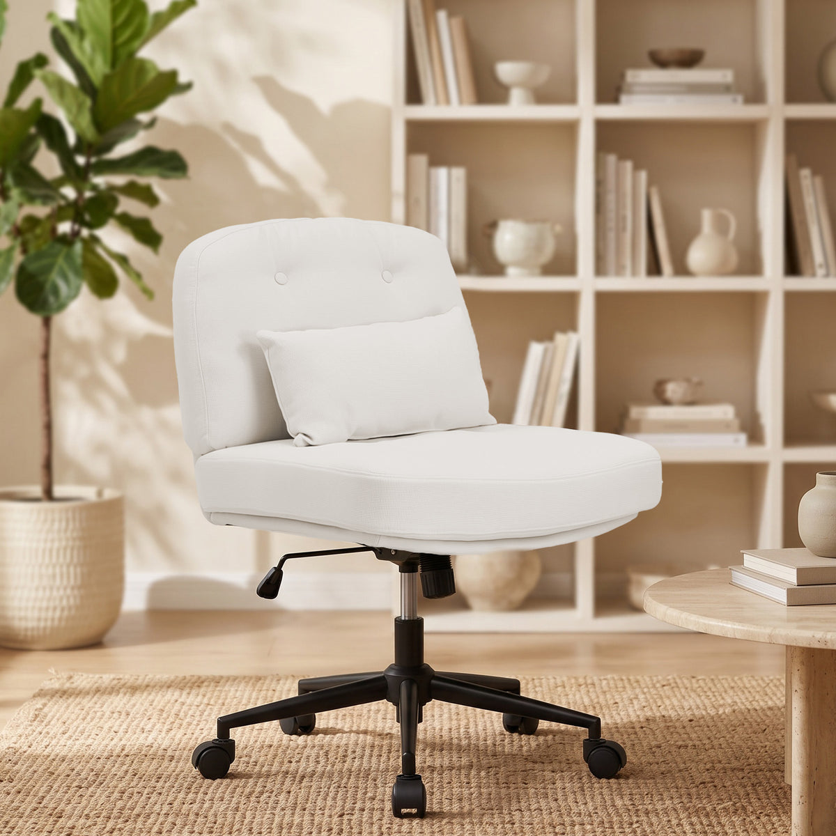 HomeMiYN Adjustable Armless Office Chair, Swivel Back Design